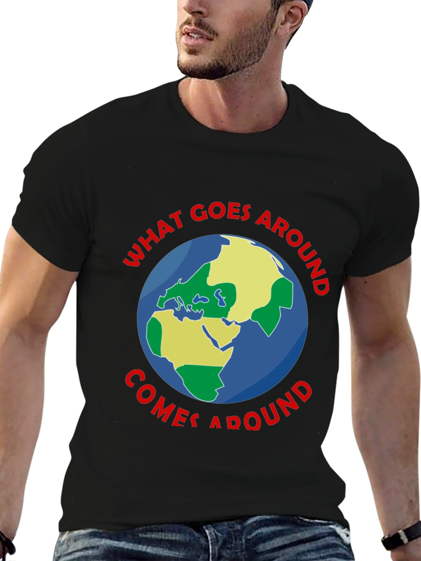Black What Goes Around T-Shirt - Earth Graphic Tee view 6