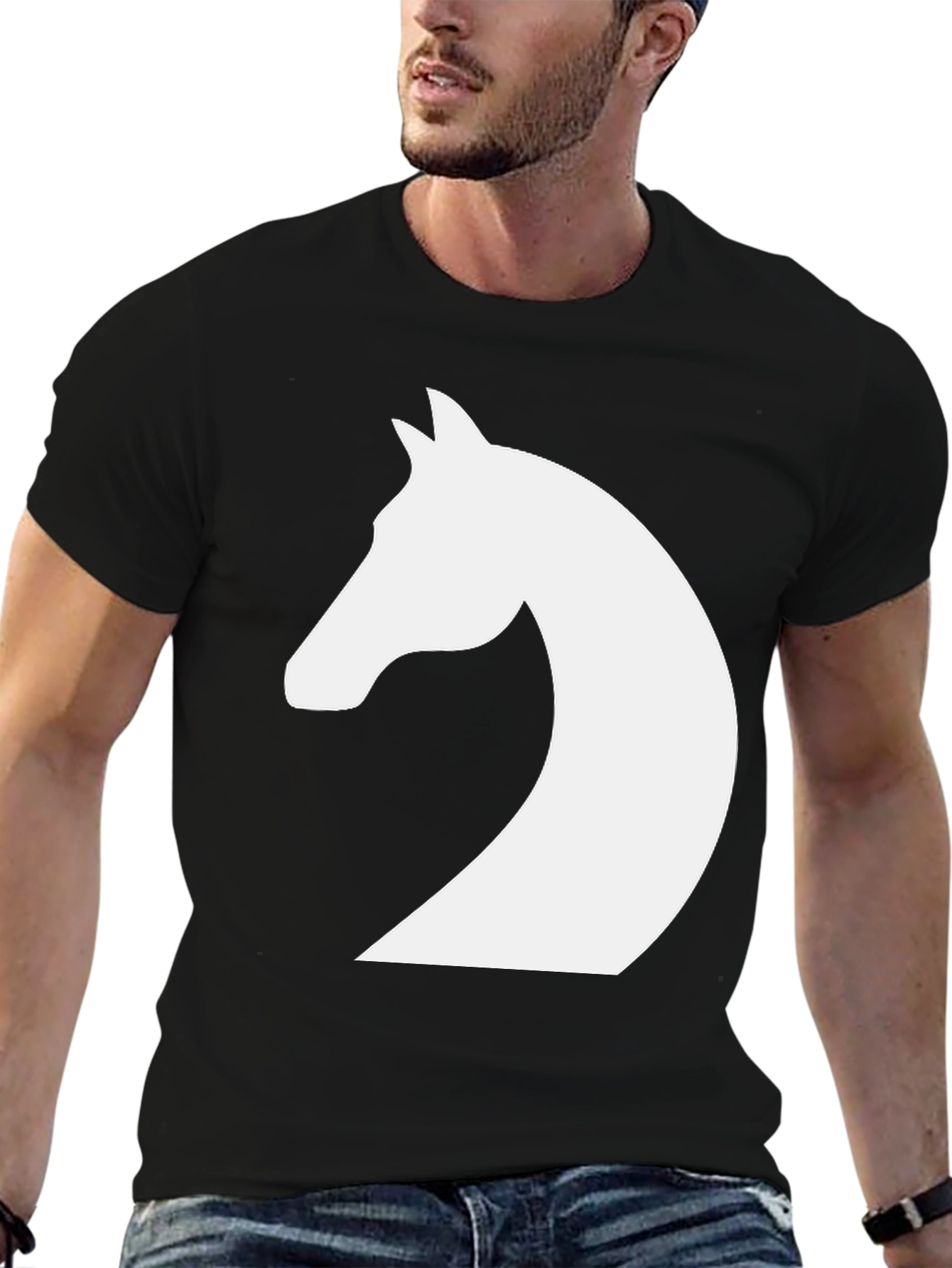 Black Horse Head Graphic Tee - Black view 6