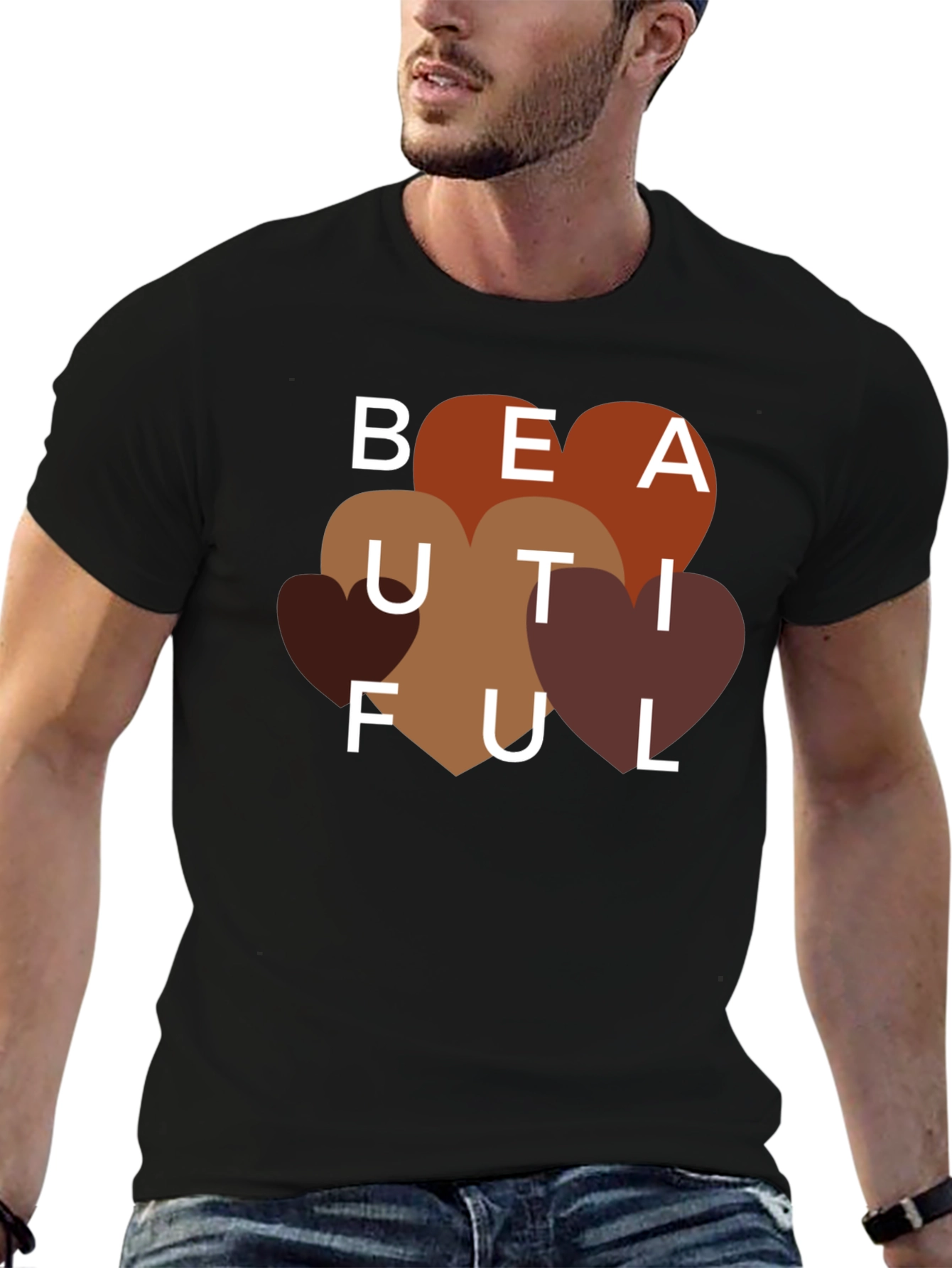Black Beautiful Heart Tee - Stylish Graphic T-Shirt view 6