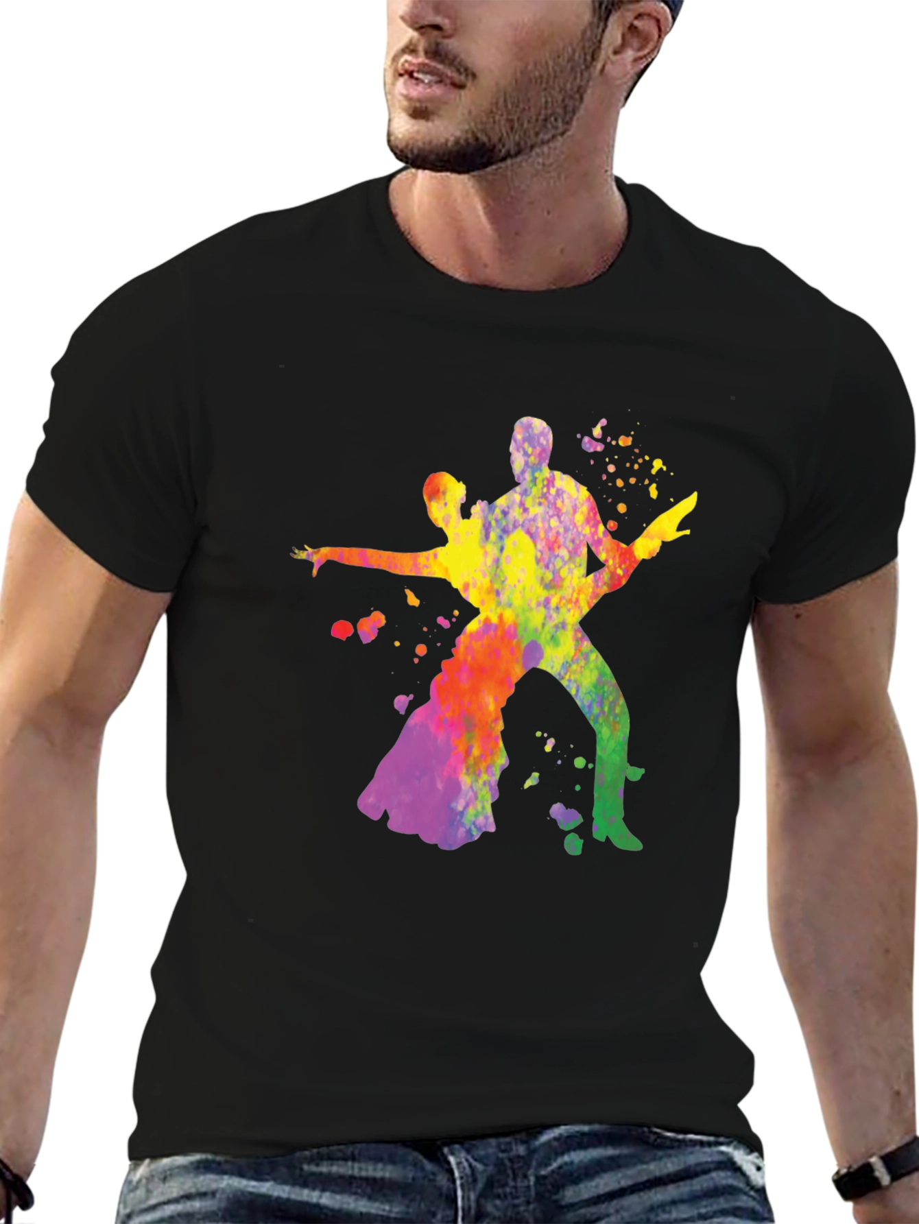 Black Vibrant Watercolor Dance Silhouette Tee view 6