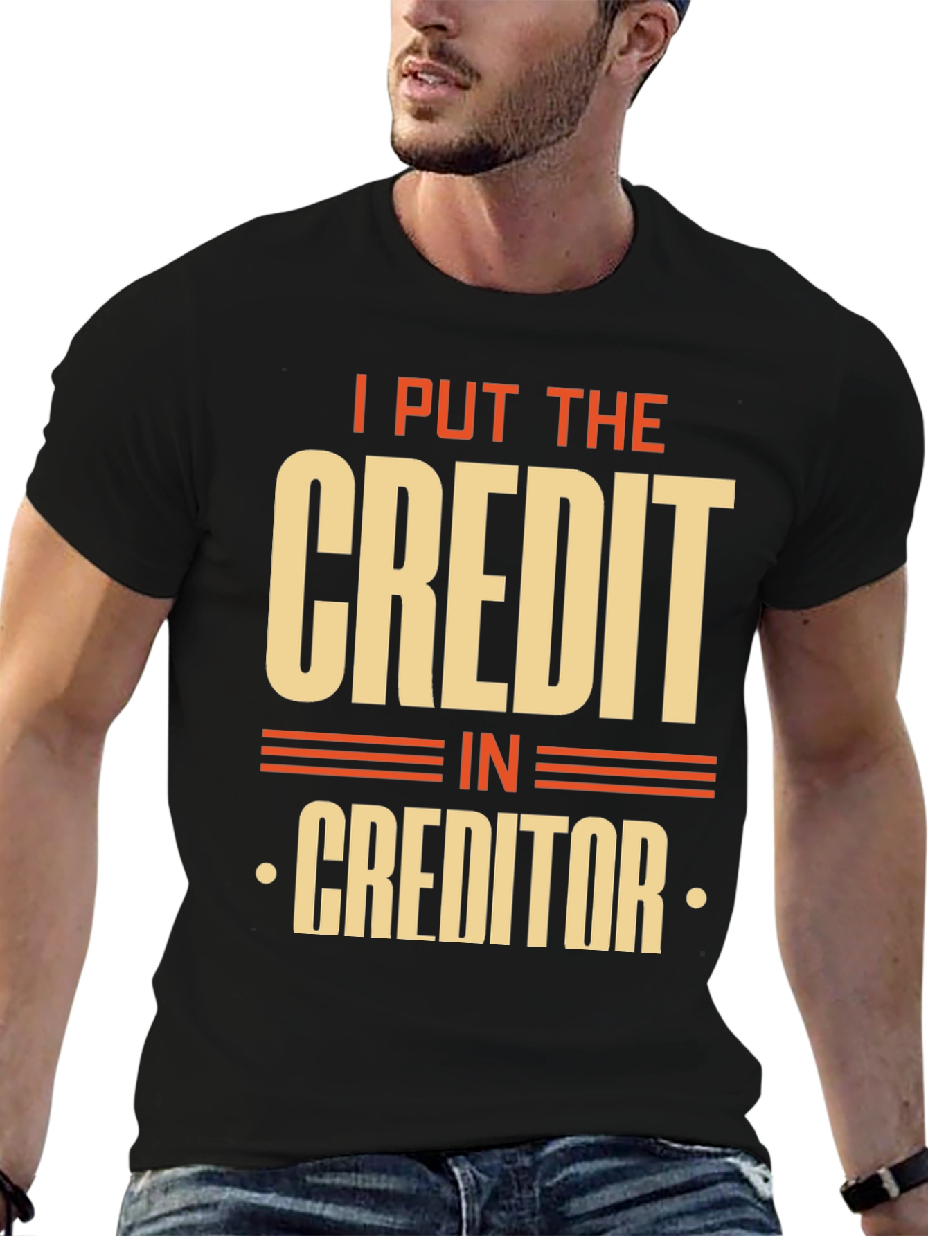 Black Credit Creditor Funny Graphic T-Shirt view 6