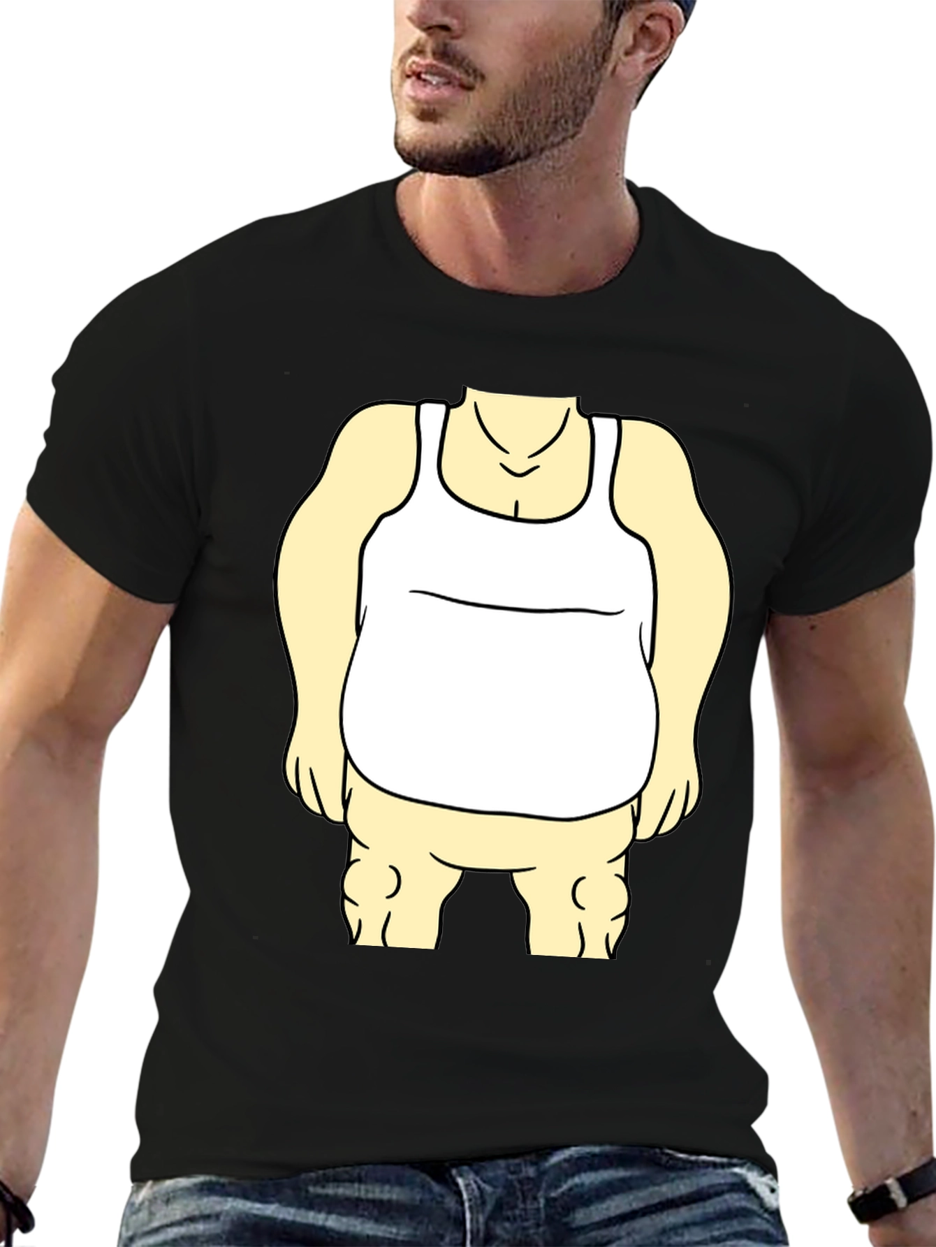 Black Funny Cartoon Character Graphic Black T-Shirt view 6