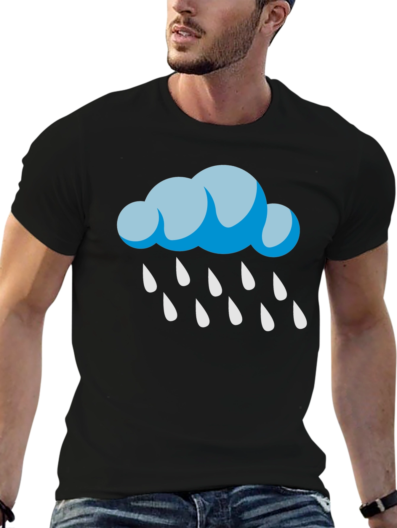 Black Rain Cloud Graphic T-Shirt - Black Cotton Tee view 6