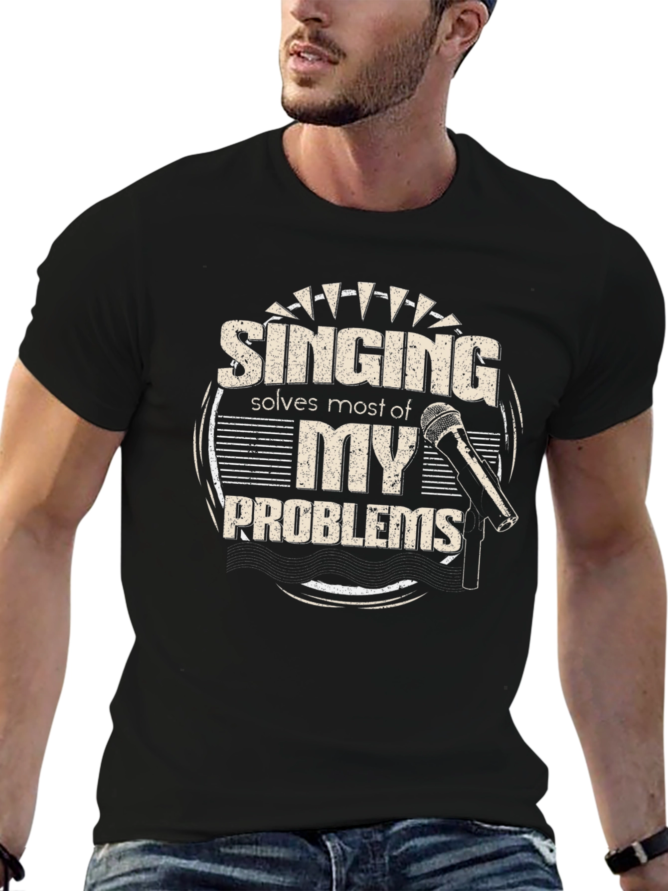 Black Singing Solves Problems T-Shirt view 6
