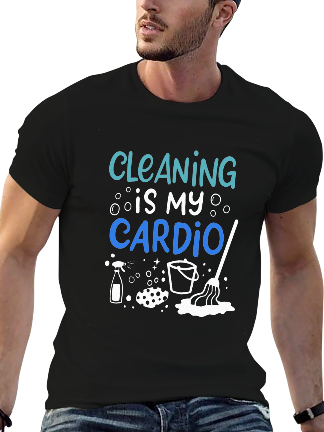 Black Cleaning is My Cardio T-Shirt view 6