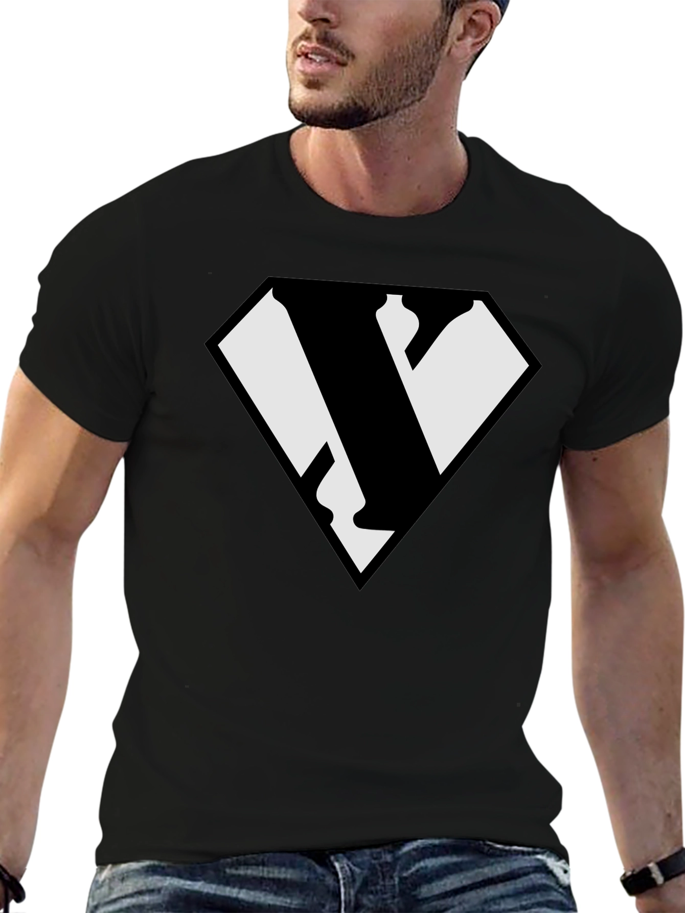Black Super Symbol Black Graphic Tee - Cotton Blend view 6