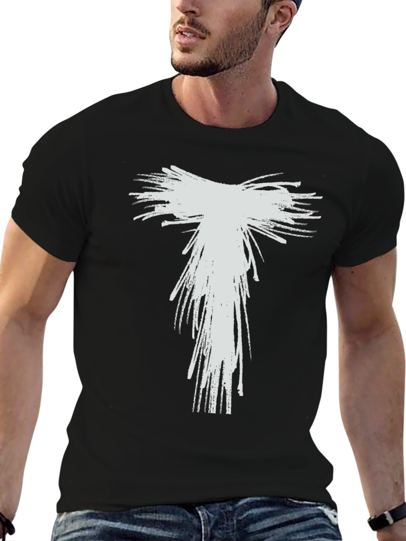 Black Abstract Graphic Print Black T-Shirt view 6