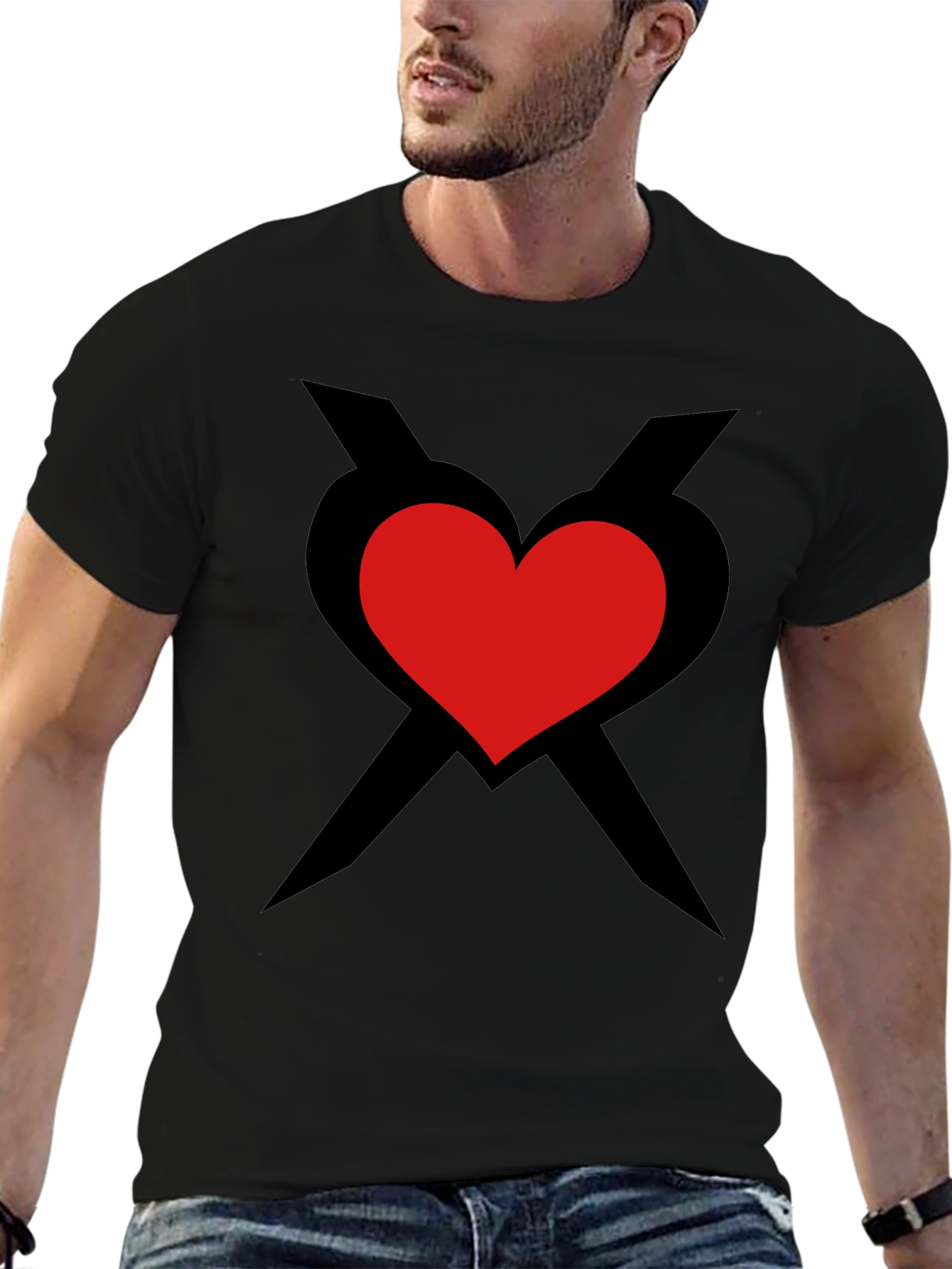 Black Heart & Crossbones Graphic Black Tee view 6