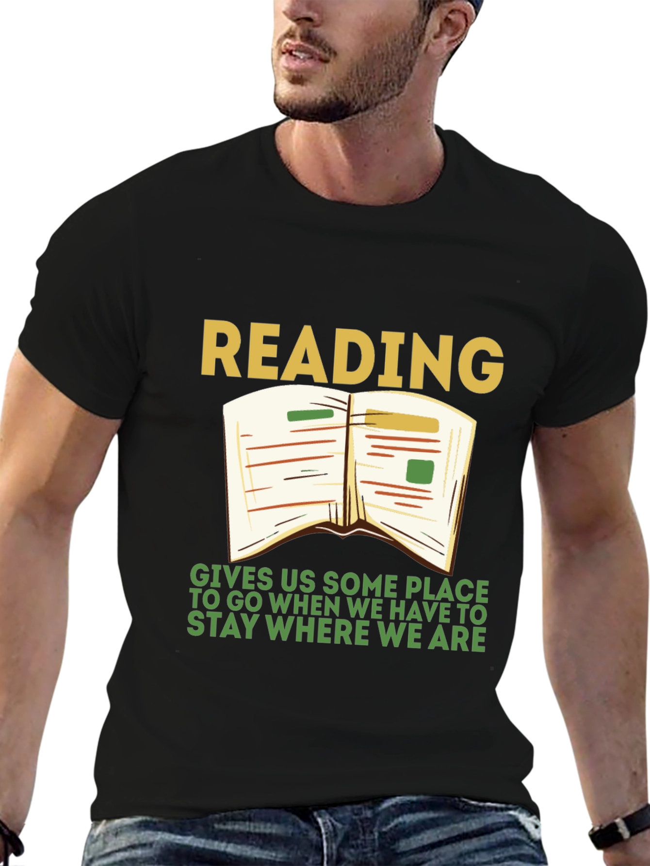 Black Reading T-Shirt: Gives Us Some Place To Go view 6
