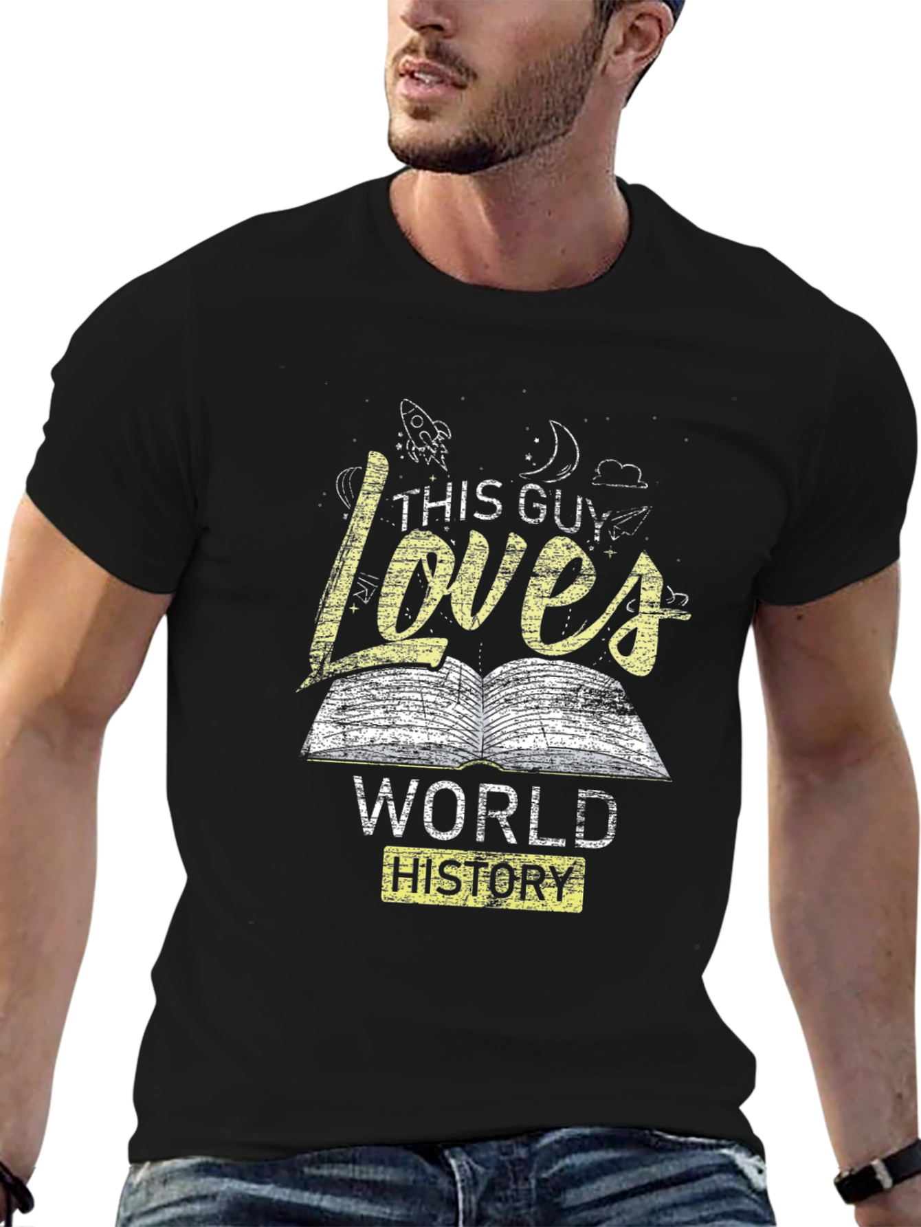 Black This Guy Loves World History Graphic T-Shirt view 6