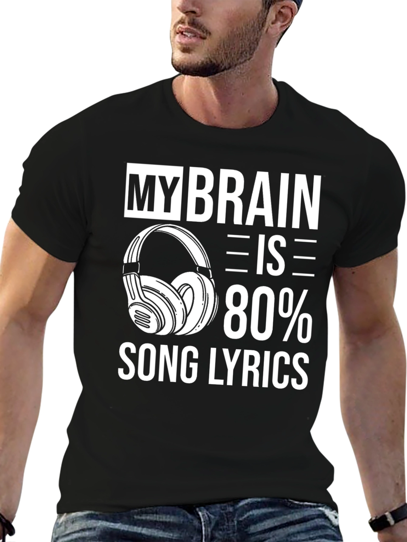 Black My Brain is 80% Song Lyrics Graphic Tee view 6