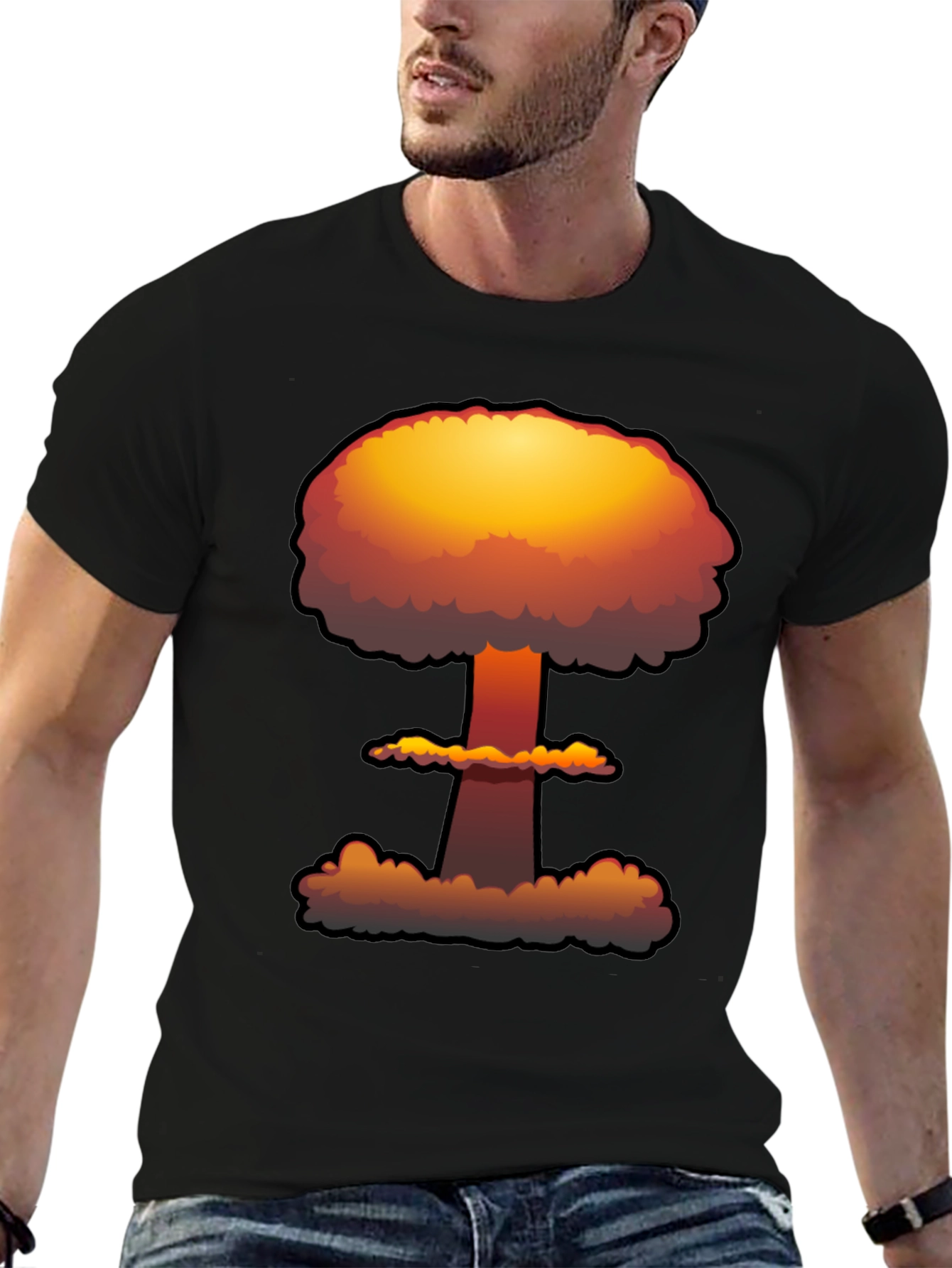Black Nuclear Explosion Graphic Tee - Soft Cotton view 6