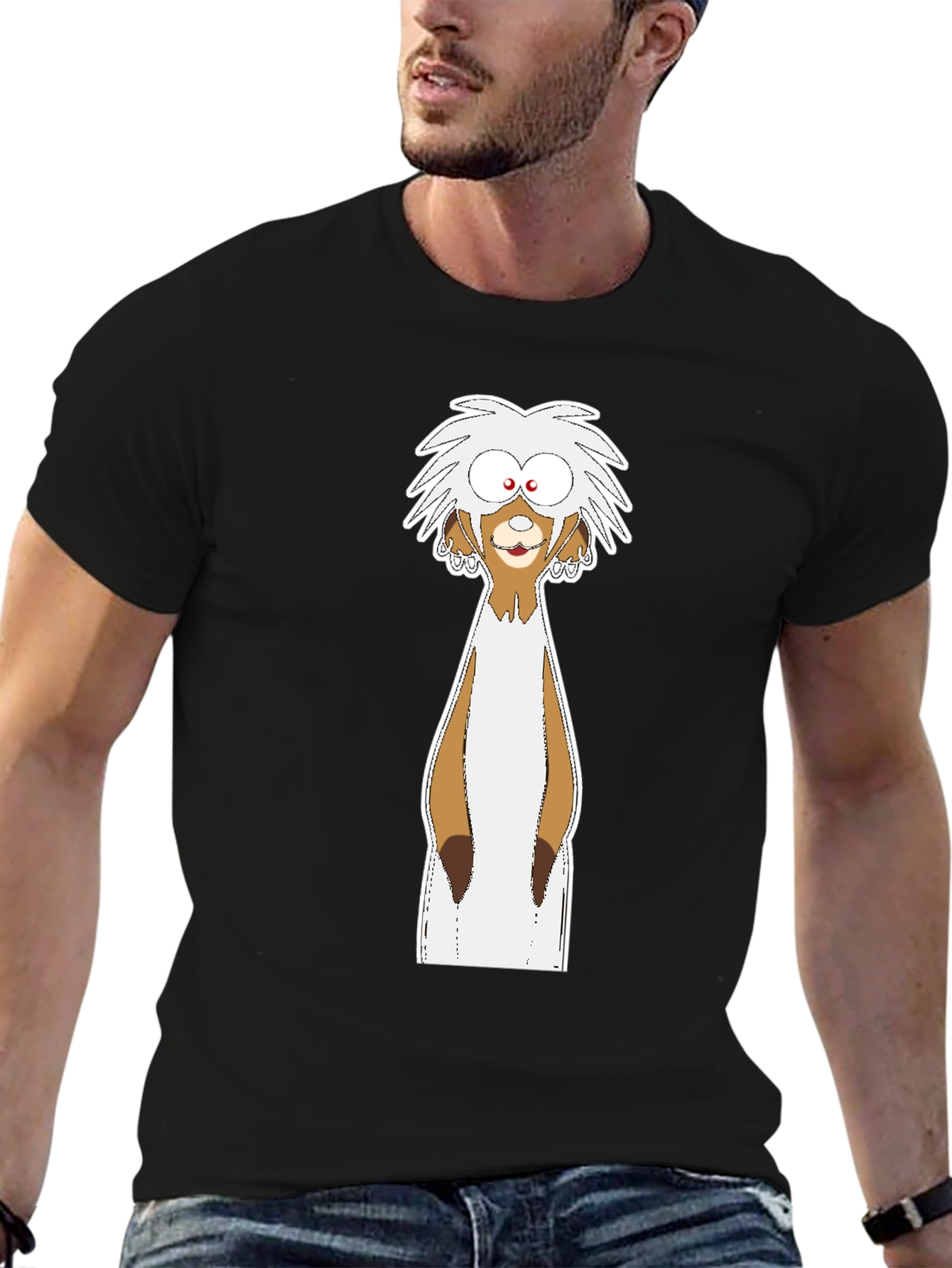 Black Cartoon Meerkat Graphic T-Shirt view 6