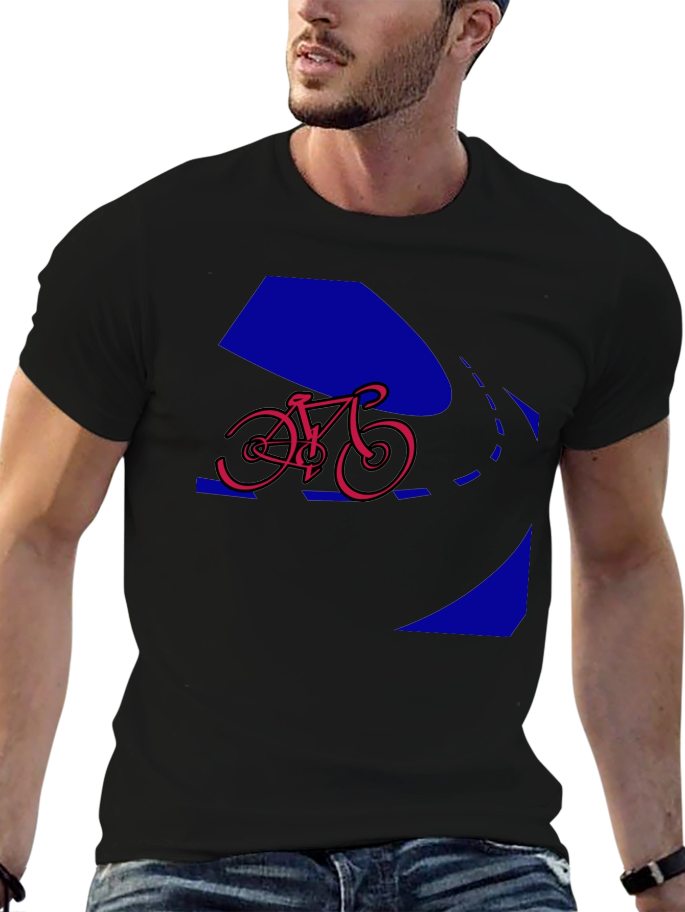 Black Bike Graphic Tee - Black Crew Neck view 6