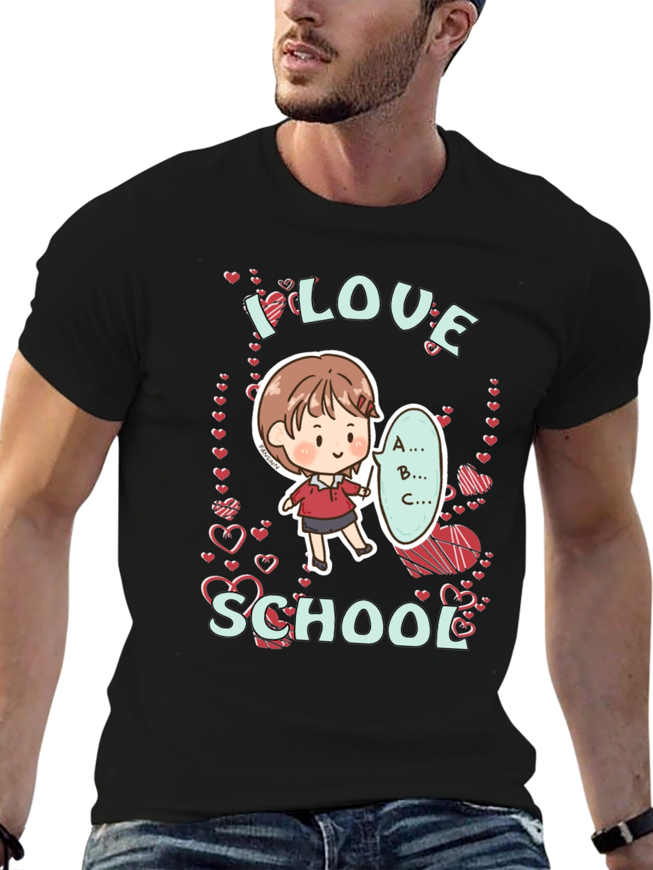 Black I Love School T-Shirt view 6
