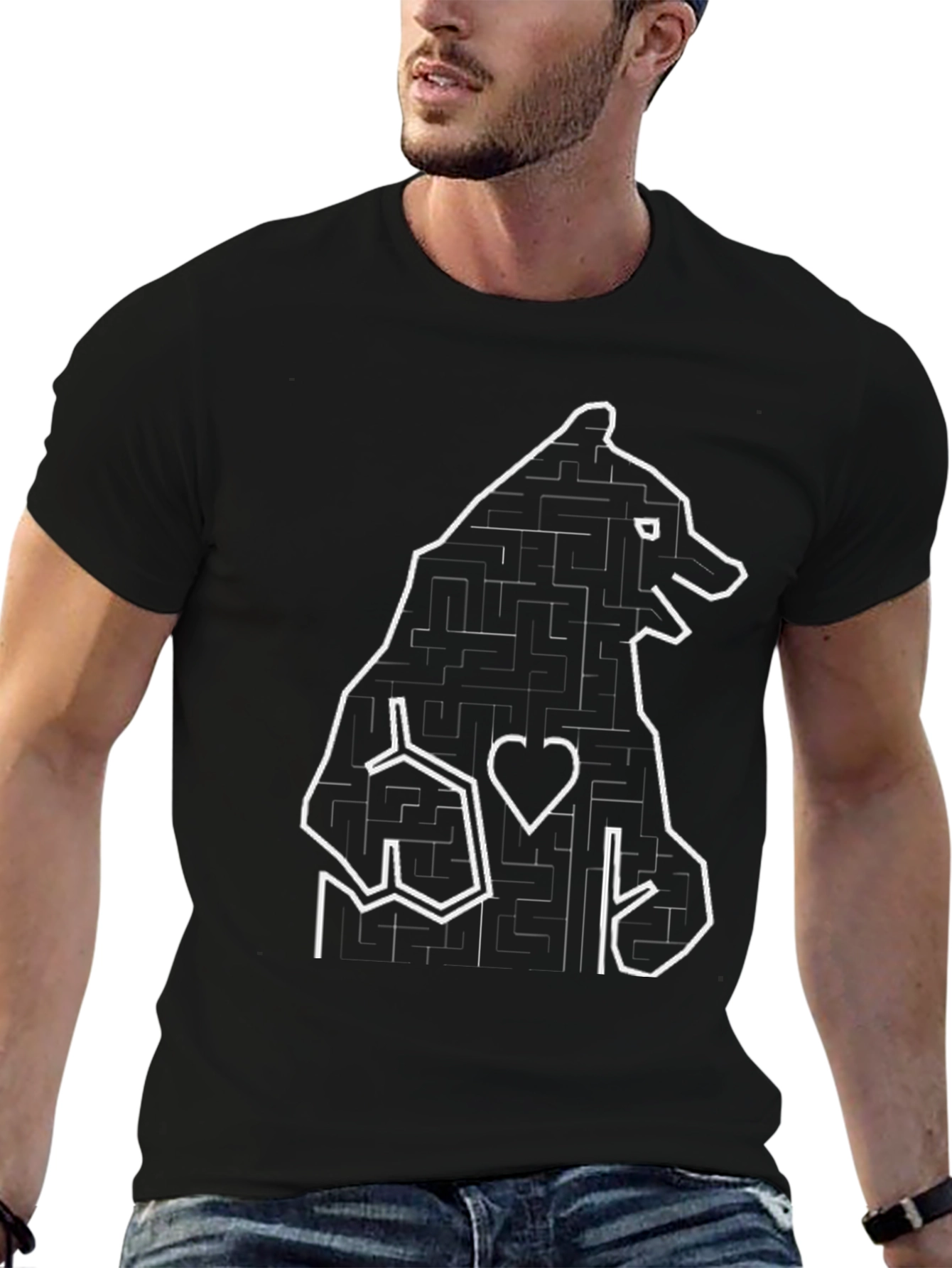 Bear Maze Graphic T-Shirt - Black - 6