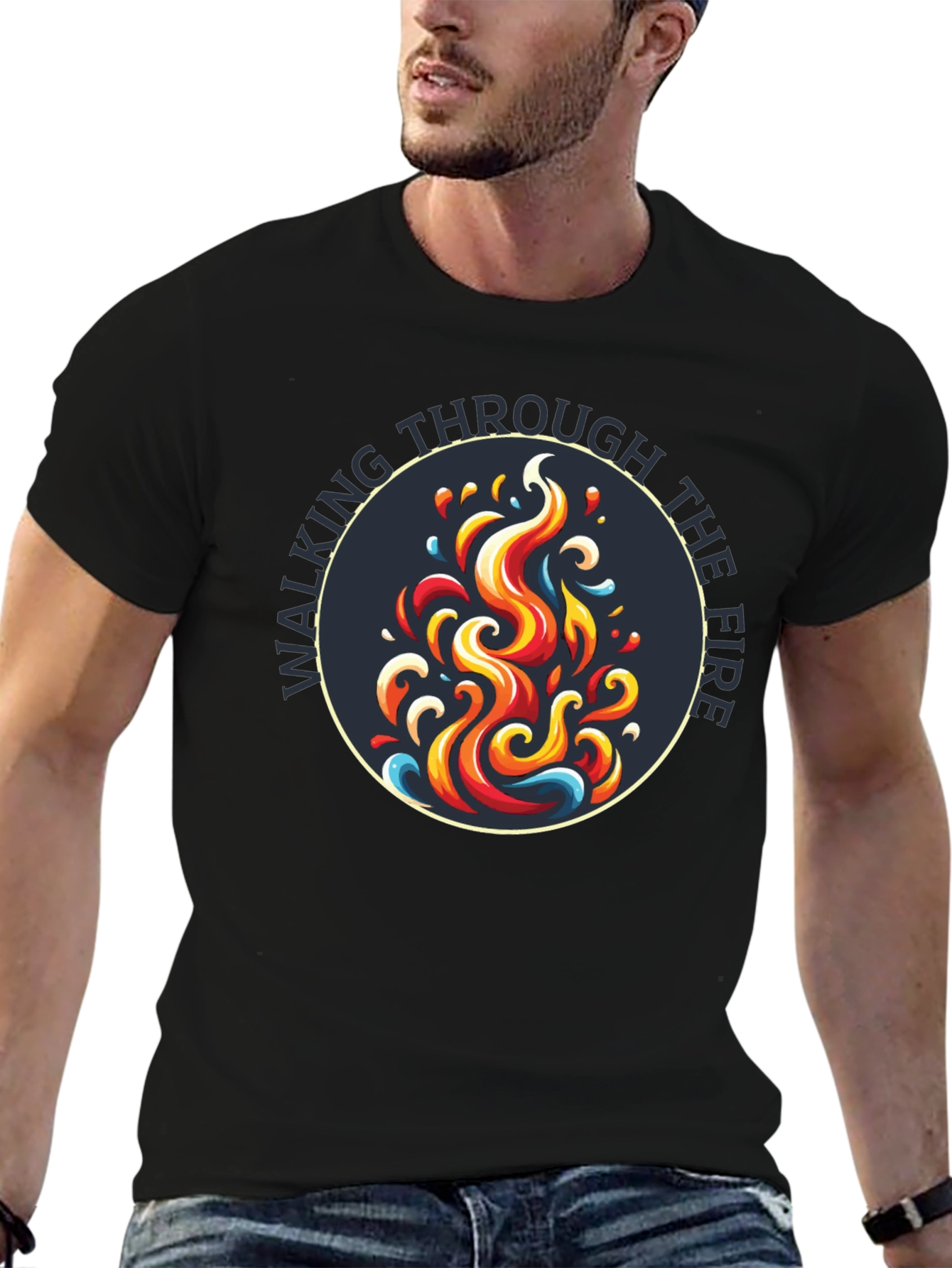 Black Walking Through the Fire Graphic Tee - Black view 6