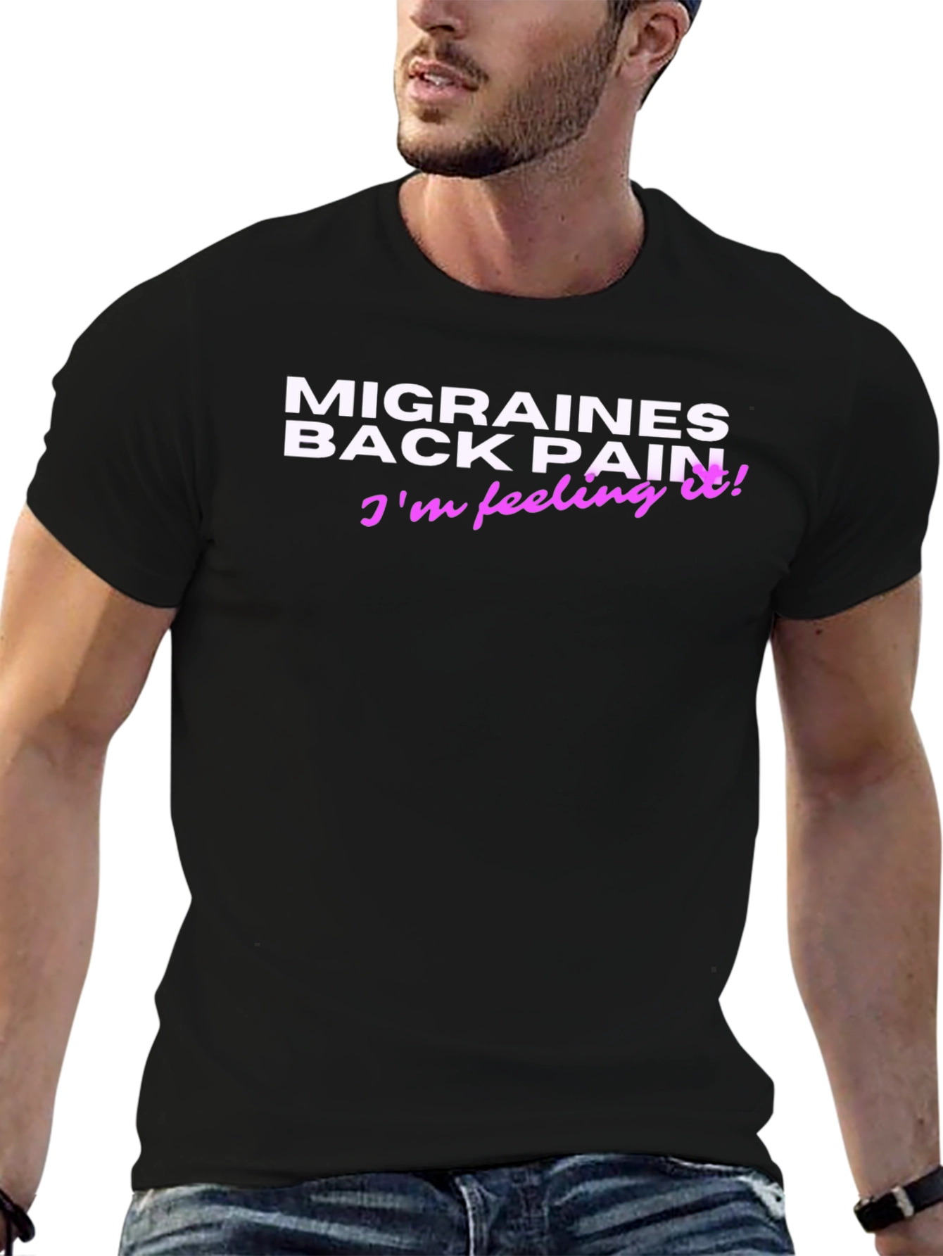 Black Feeling It! Graphic Tee - Migraines & Back Pain view 6