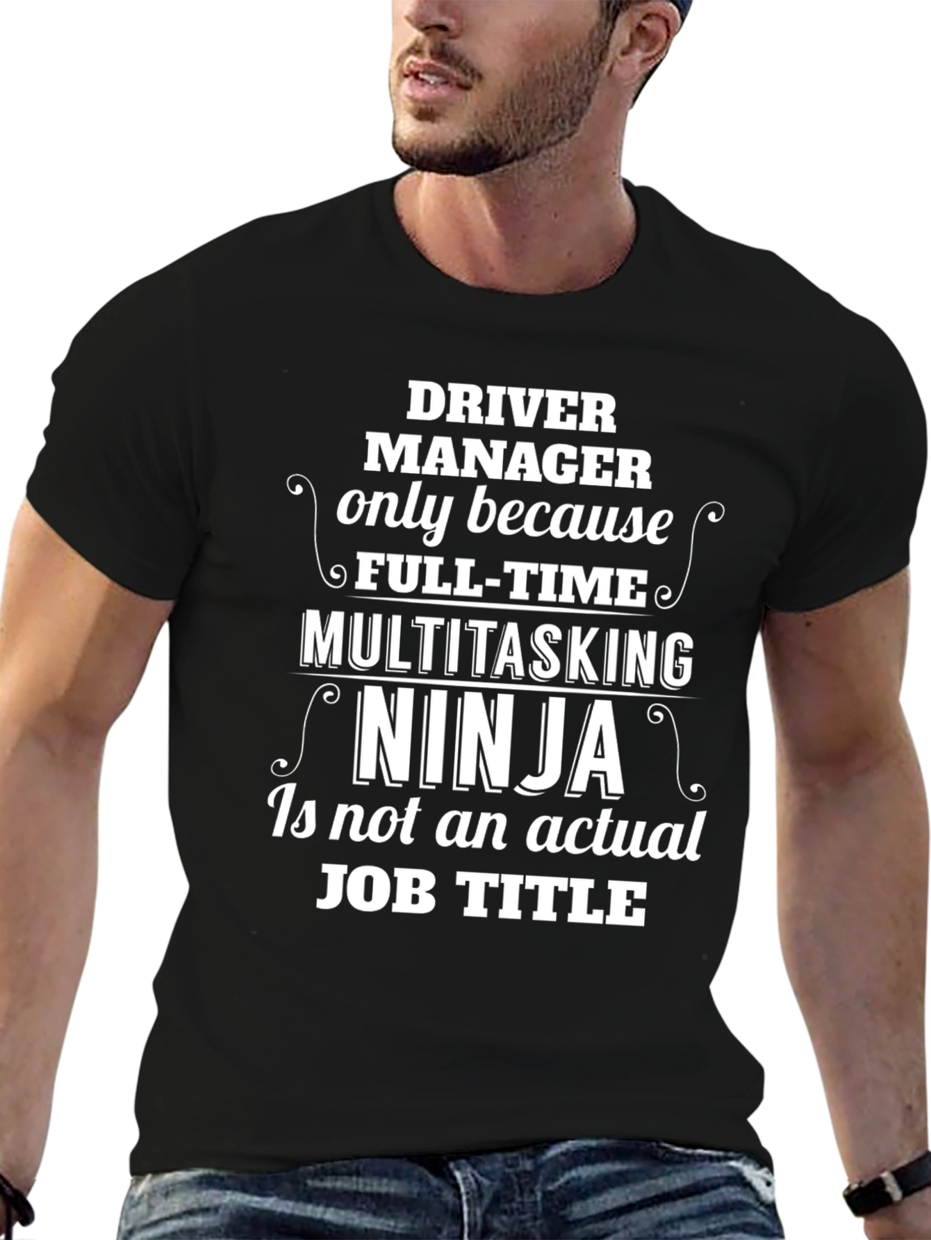 Black Driver Manager Multitasking Ninja T-Shirt view 6