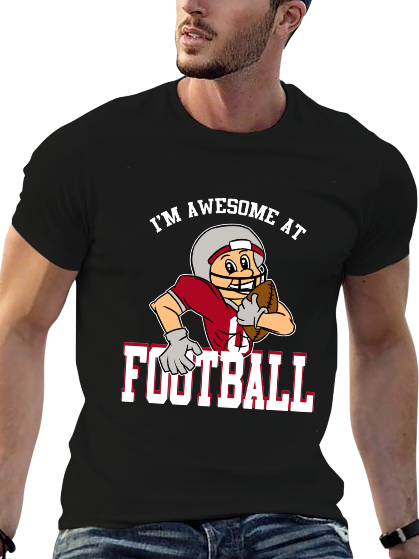 Black Awesome Football T-Shirt view 6