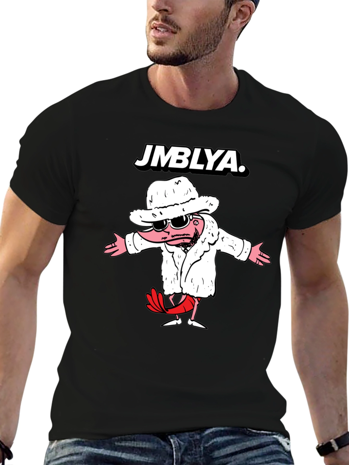 Black JMBYLA Cartoon Character Graphic T-Shirt view 6