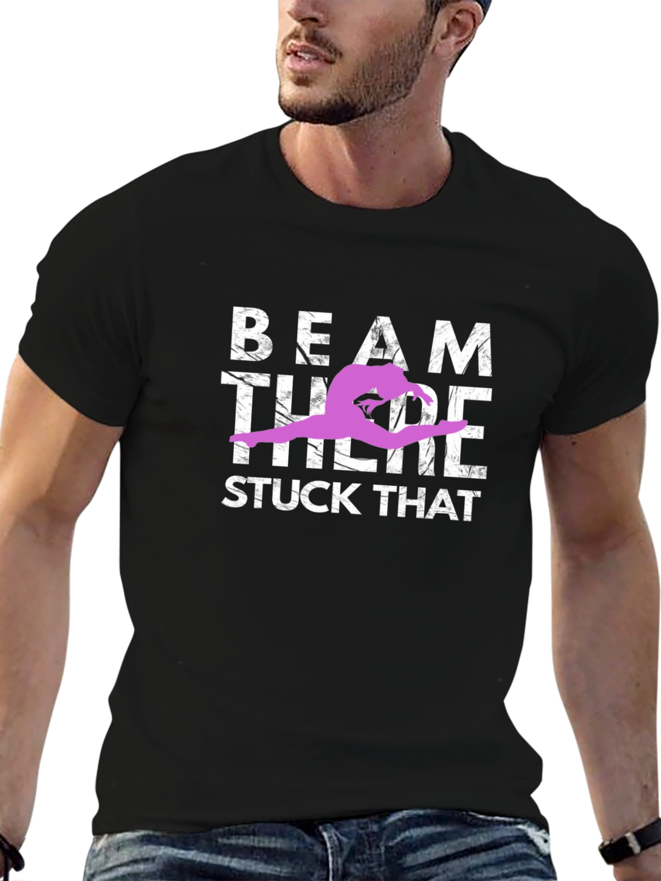 Black Gymnastics Beam T-Shirt - Stuck That Landing Tee view 6