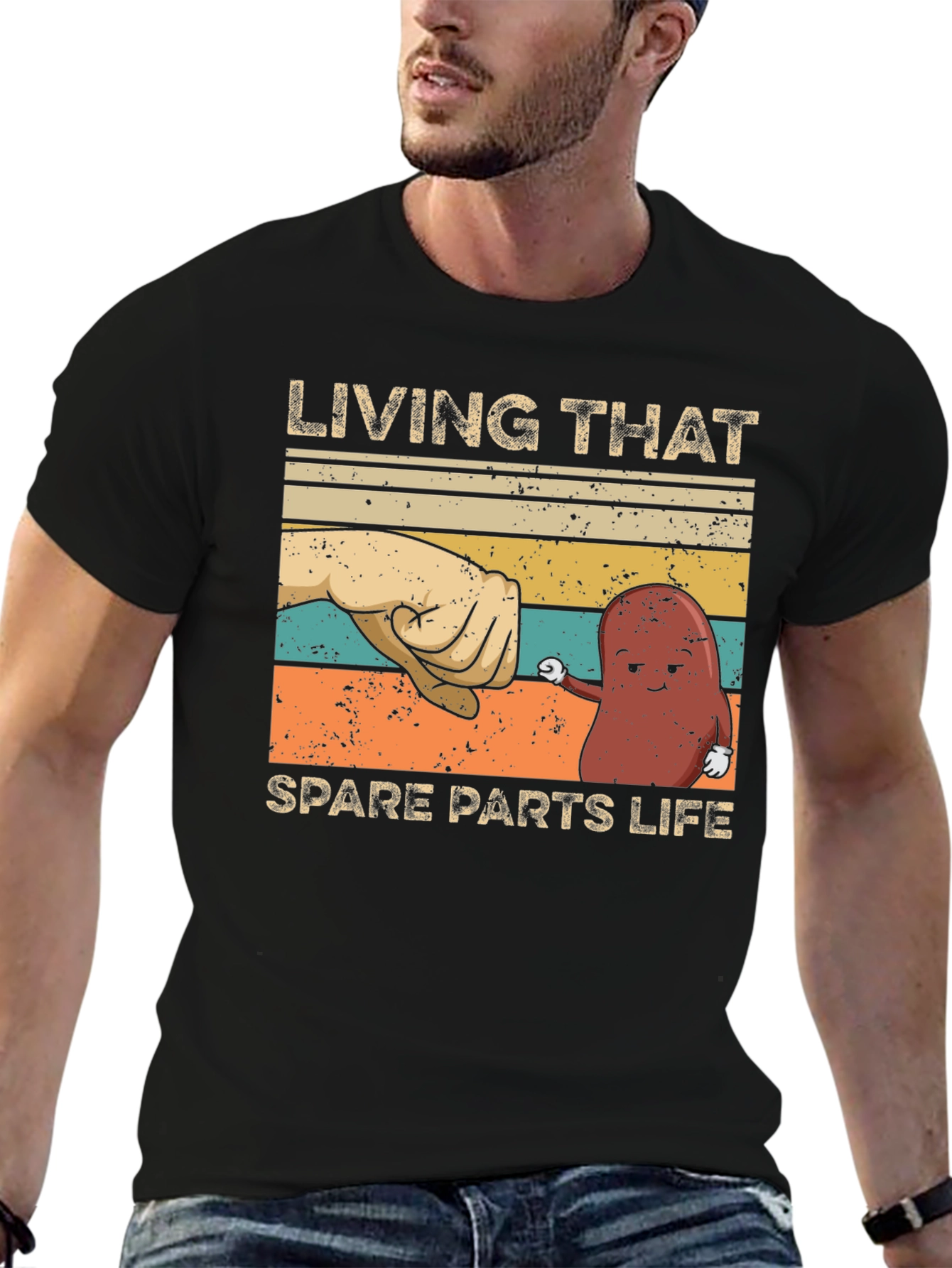 Black Living That Spare Parts Life T-Shirt - Funny Kidney Tee view 6