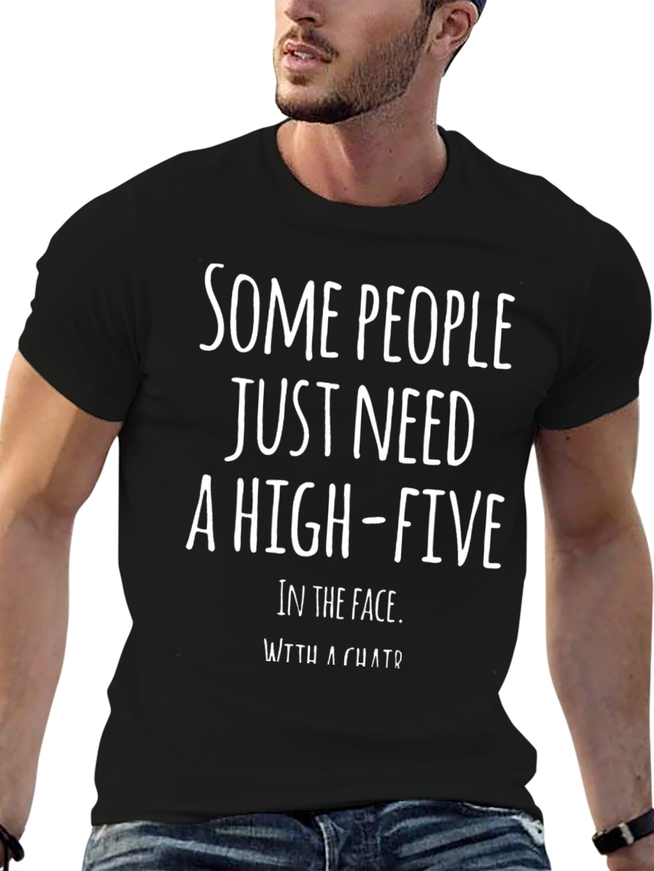 Black Funny High-Five T-Shirt view 6
