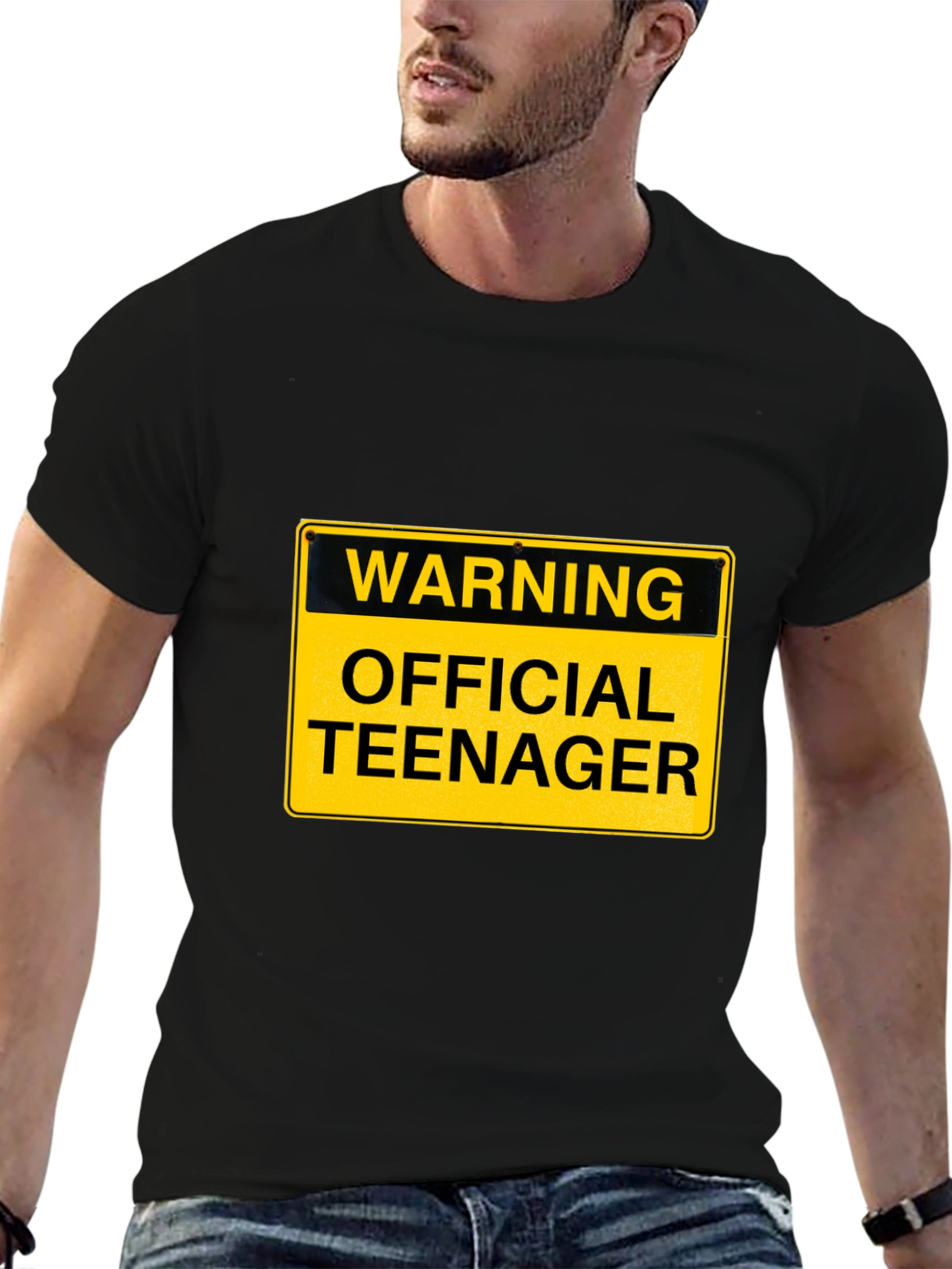 Black Warning Official Teenager T-Shirt - Funny Birthday Tee view 6