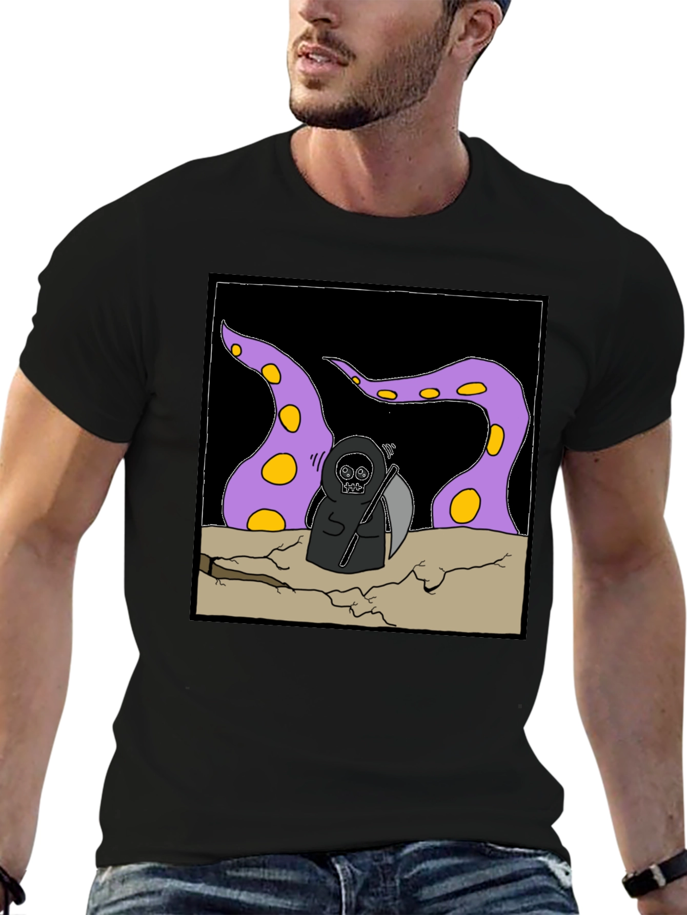 Black Grim Reaper Tentacle T-Shirt view 6