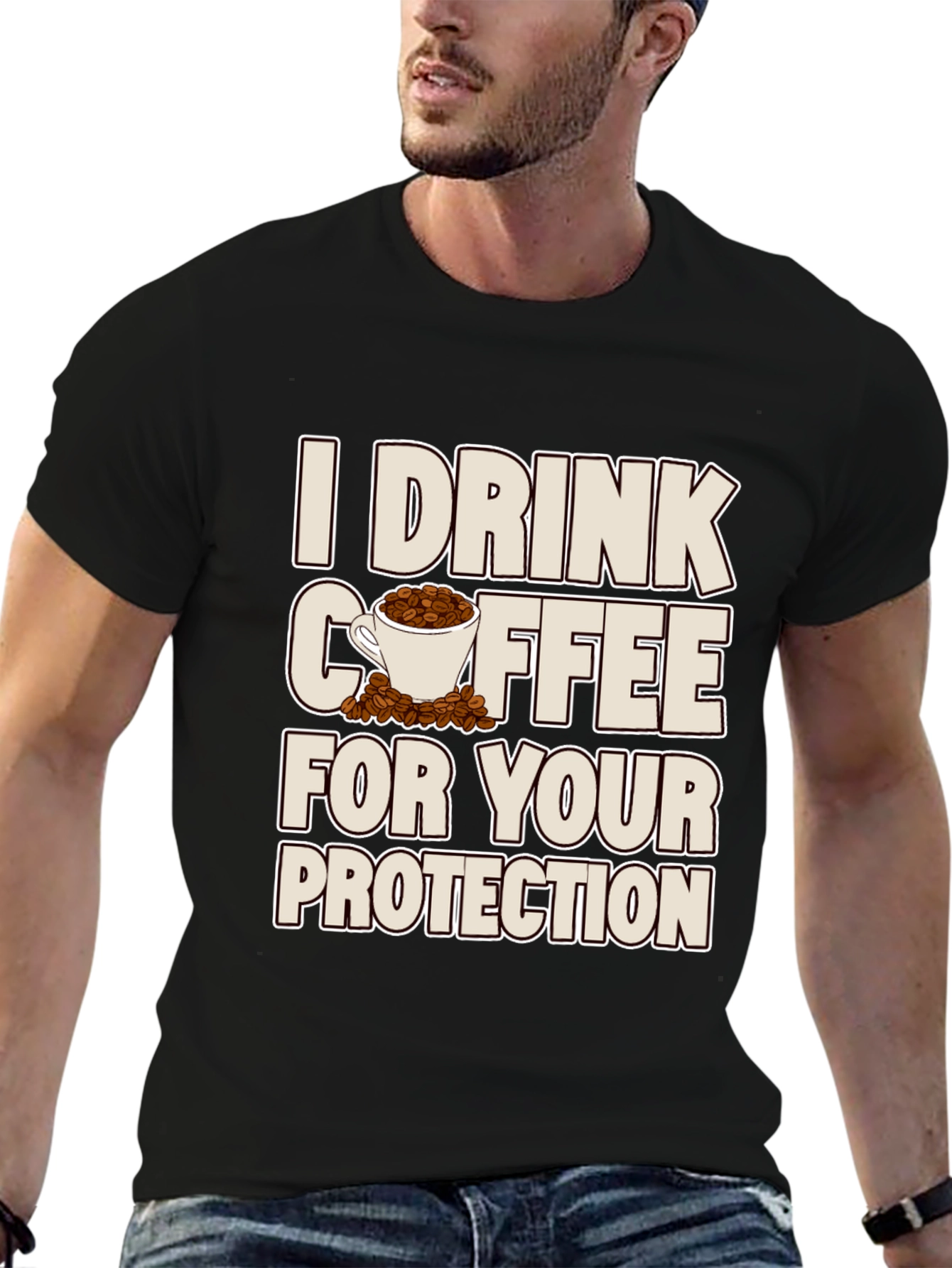 Black Coffee Protection T-Shirt - Sarcastic Graphic Tee view 6
