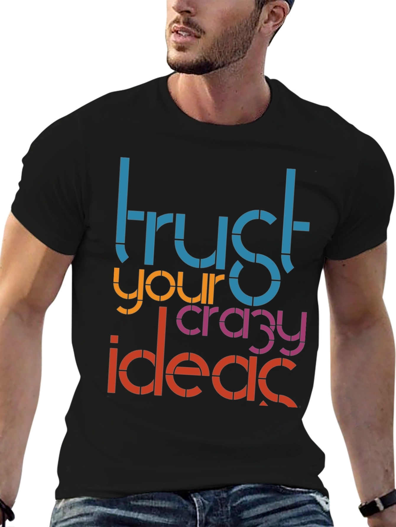 Black Trust Your Crazy Ideas Graphic Tee view 6