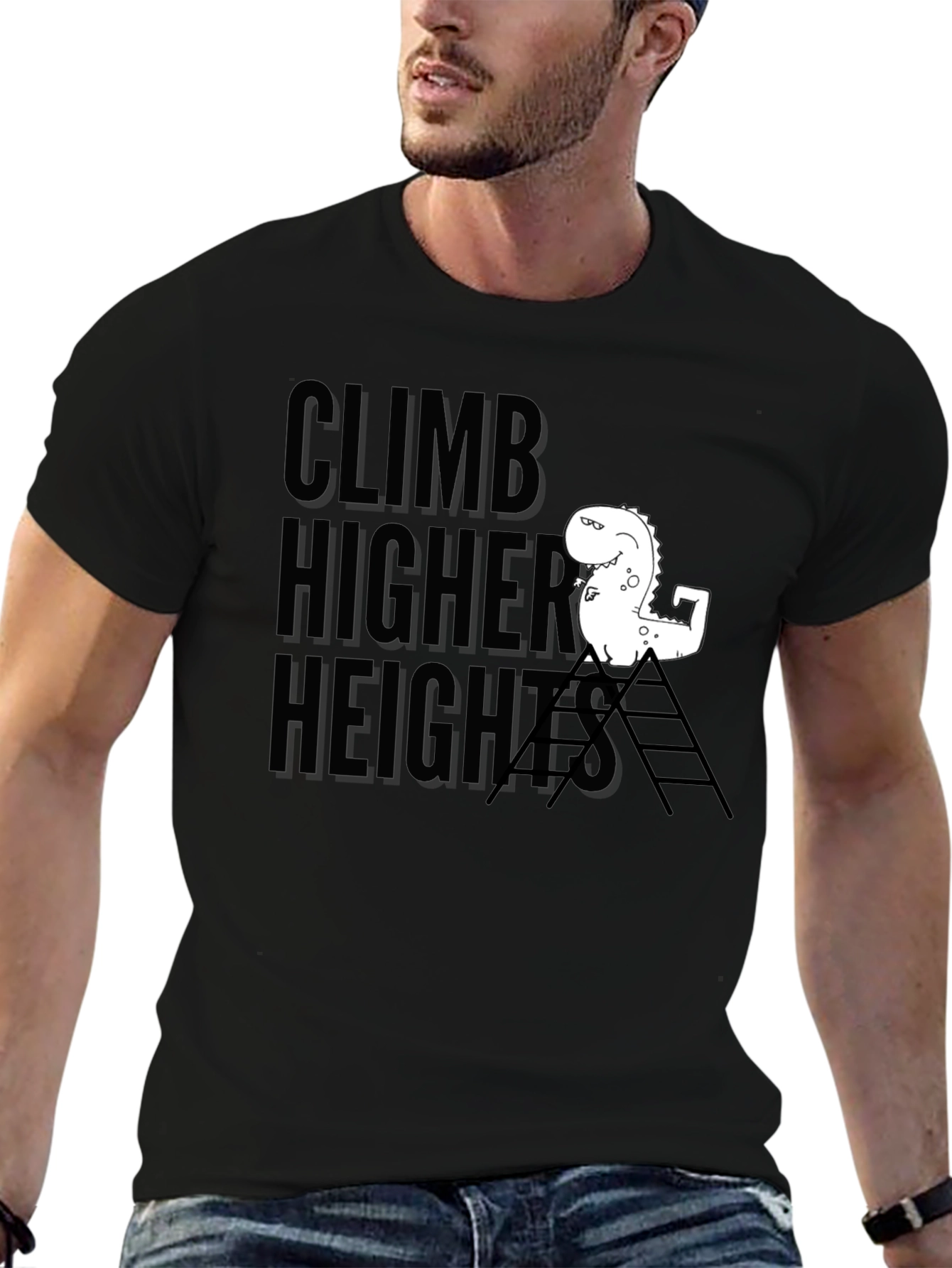 Black Climb Higher Heights Dino Graphic Tee view 6