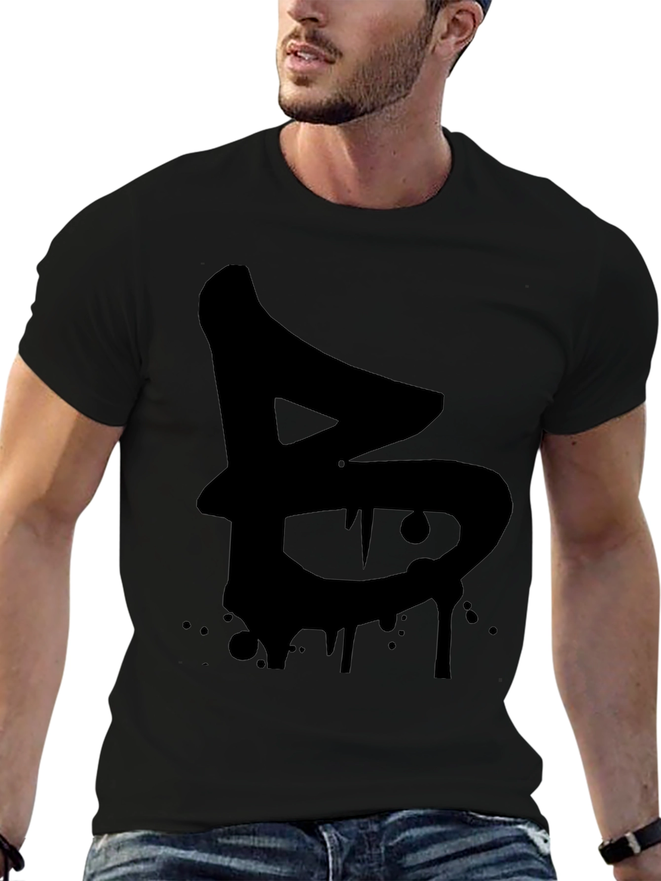 Black Urban Drip Letter B Black Graphic Tee view 6