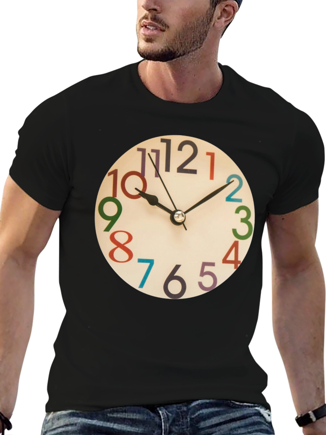 Black Fun Clock Graphic T-Shirt view 6