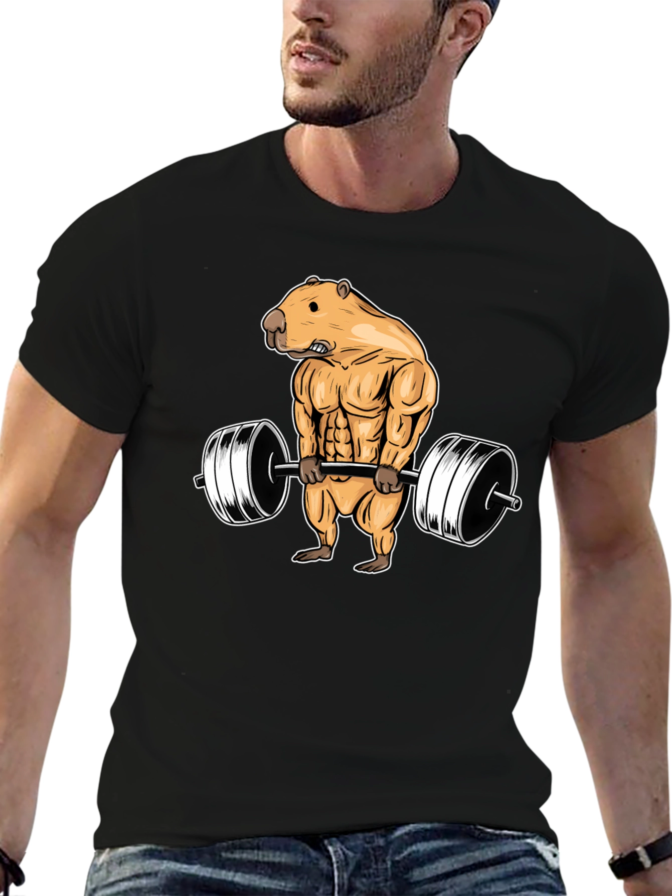 Black Weightlifting Beaver T-Shirt view 6