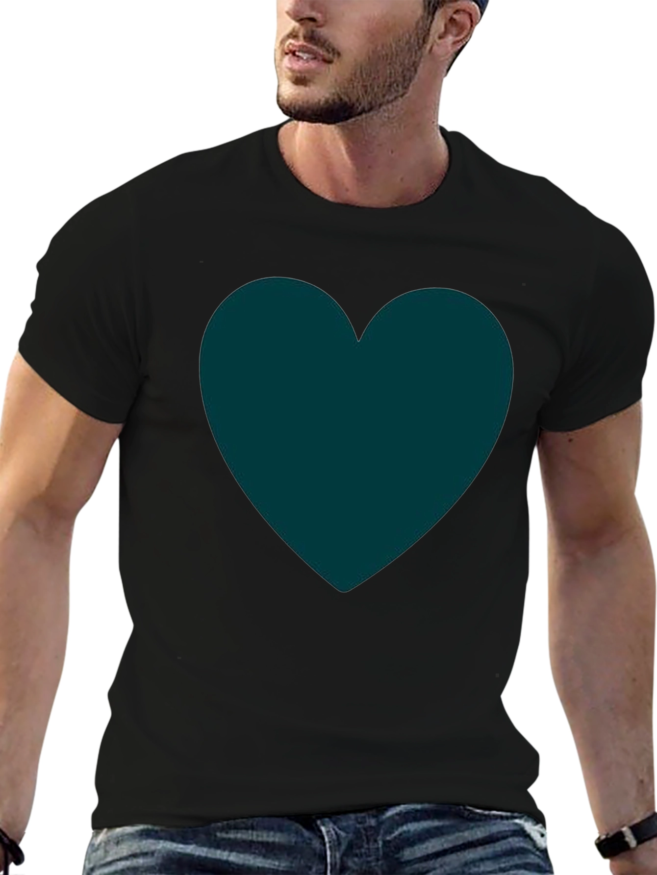 Black Heart Graphic Tee - Soft Black Casual Shirt view 6