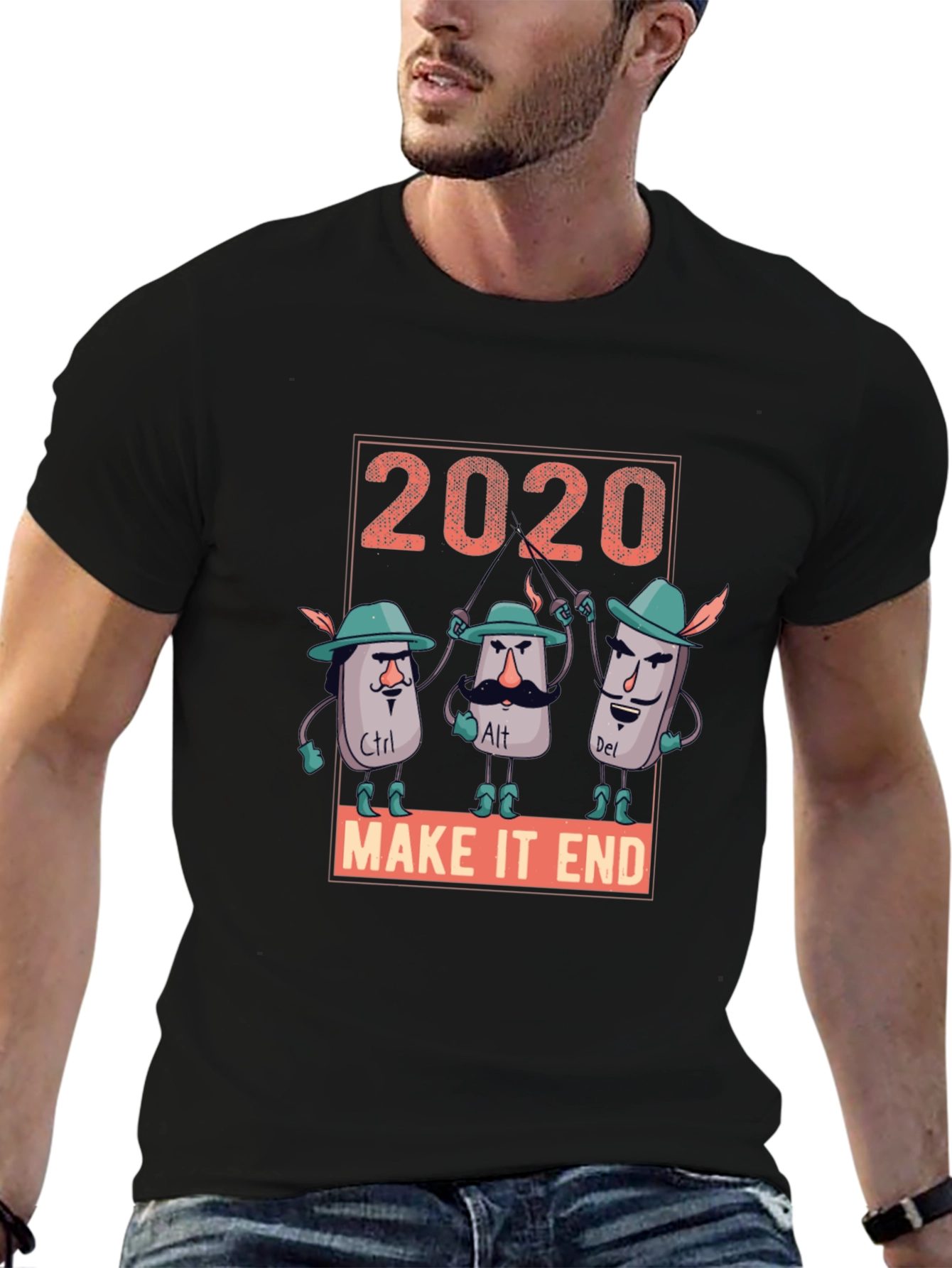 Black 2020 Keyboard Warrior T-Shirt view 6