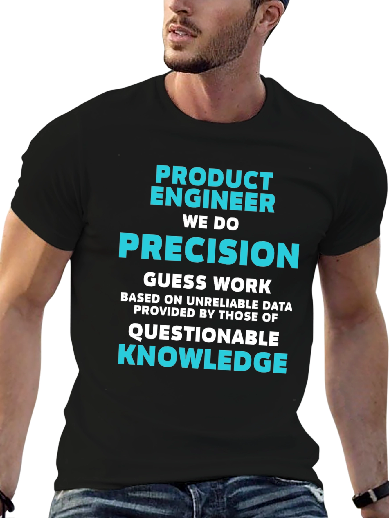 Black Product Engineer Precision T-Shirt - Funny Job Tee view 6