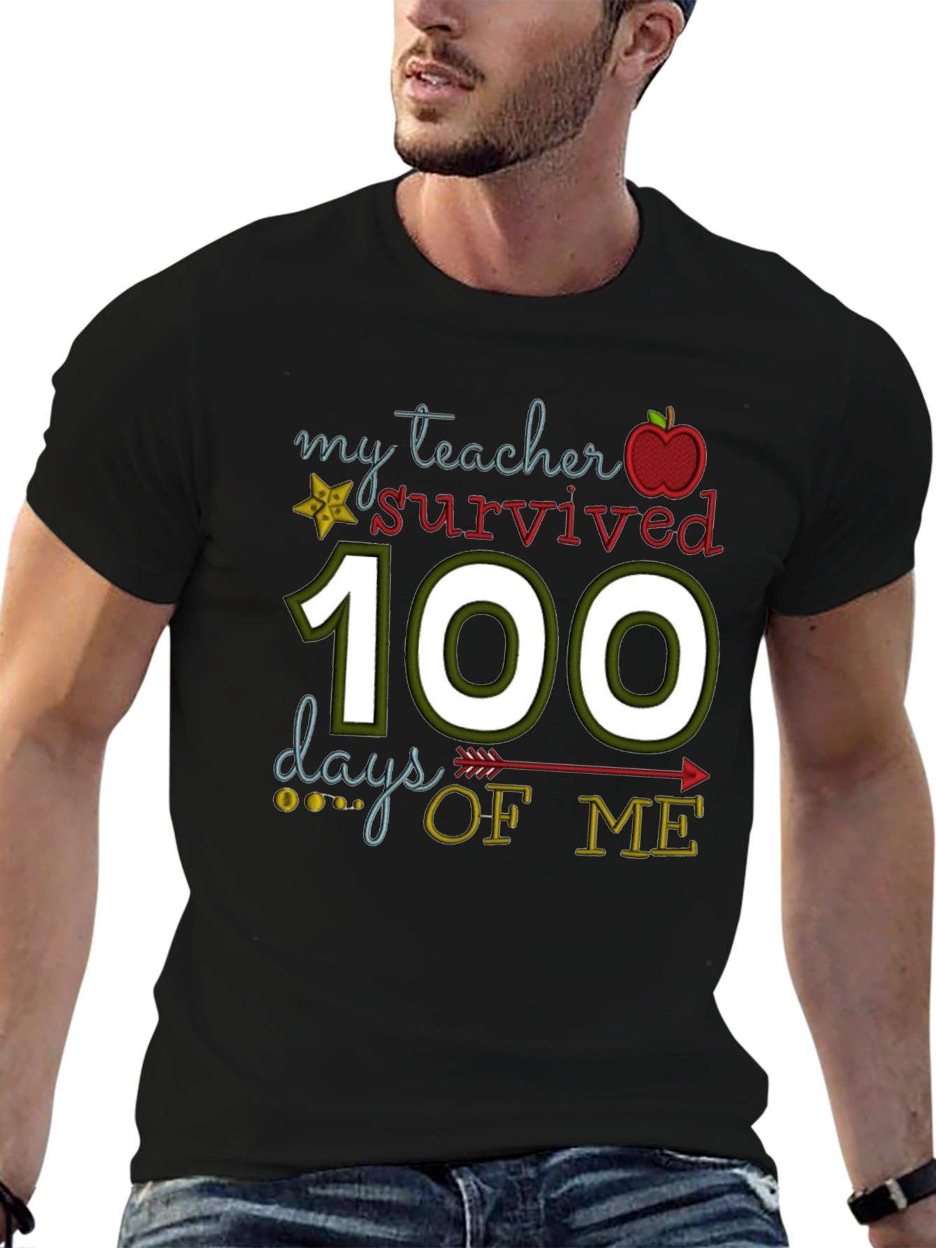 Black My Teacher Survived 100 Days of Me T-Shirt view 6