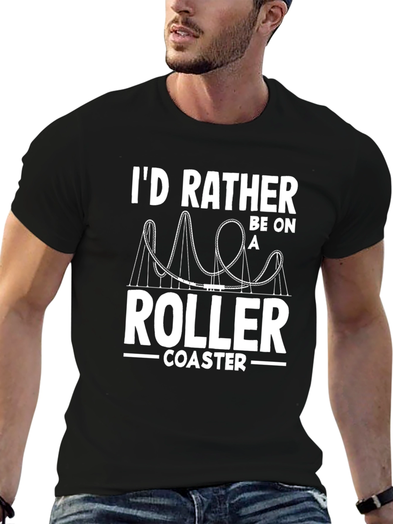 Black Roller Coaster Enthusiast T-Shirt - Ride Lover Tee view 6