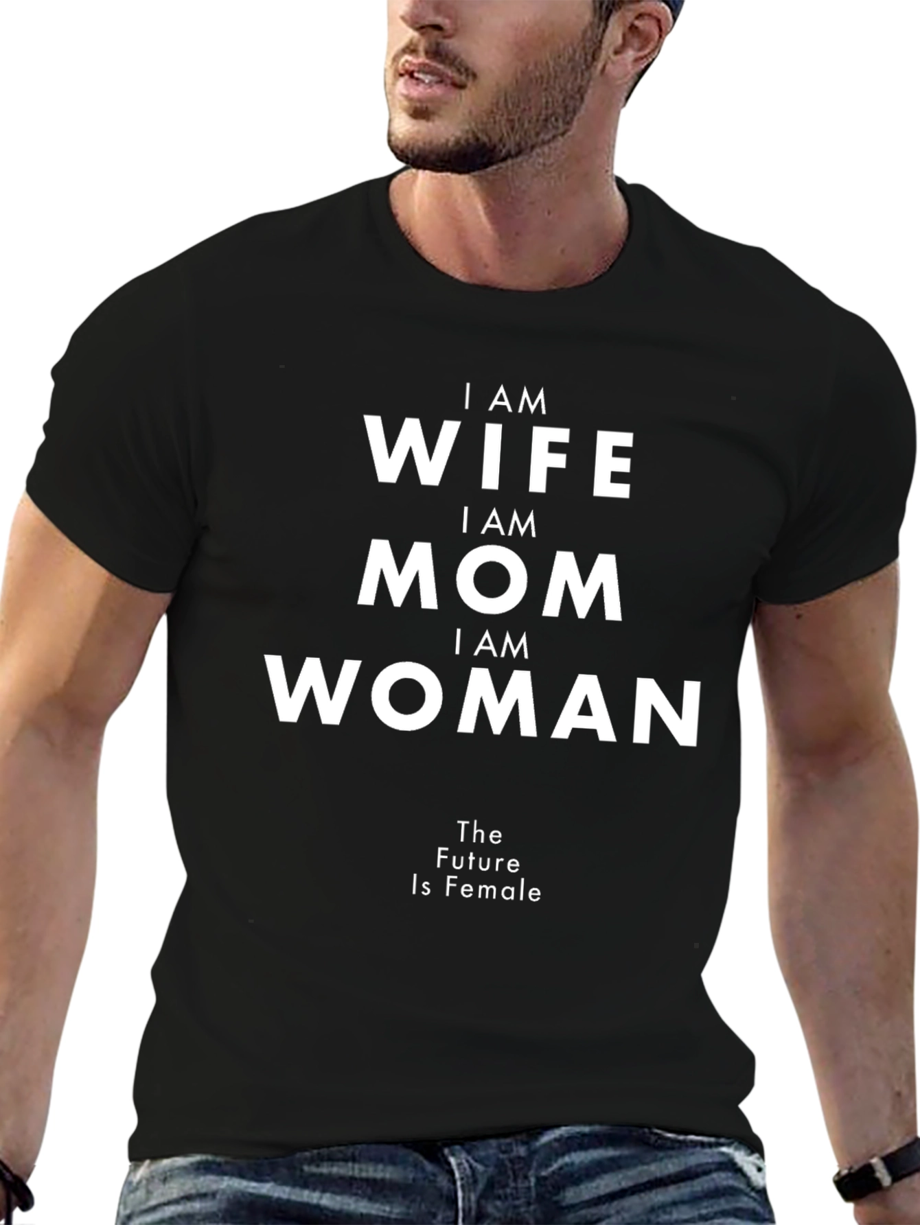 Black I Am Wife Mom Woman T-Shirt - Future Is Female Tee view 6