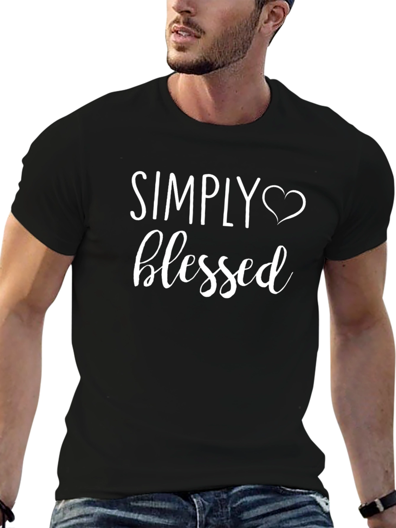 Black Simply Blessed Graphic Tee - Cotton Blend Casual Shirt view 6