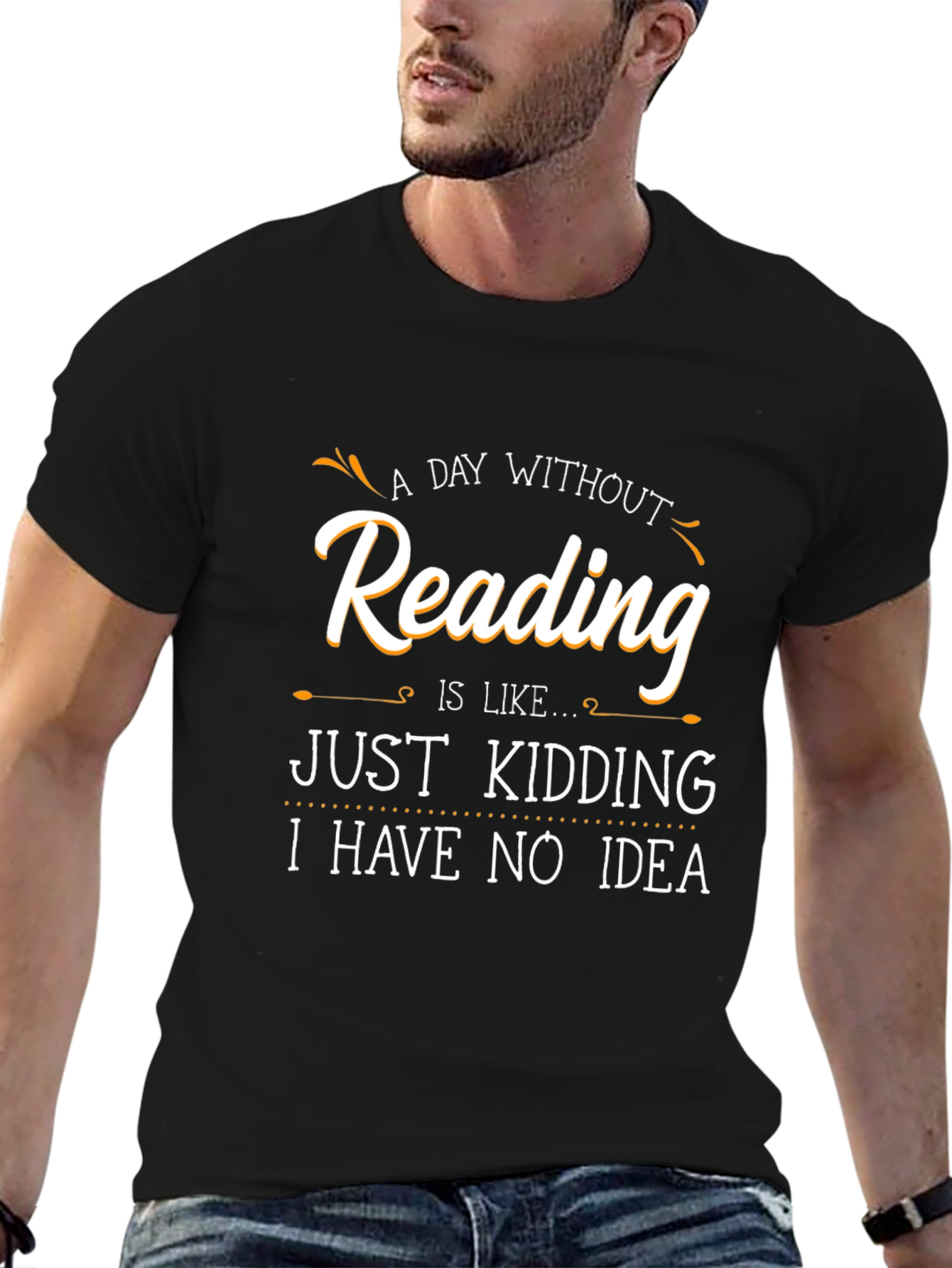 Black Funny Reading T-Shirt - A Day Without Reading view 6