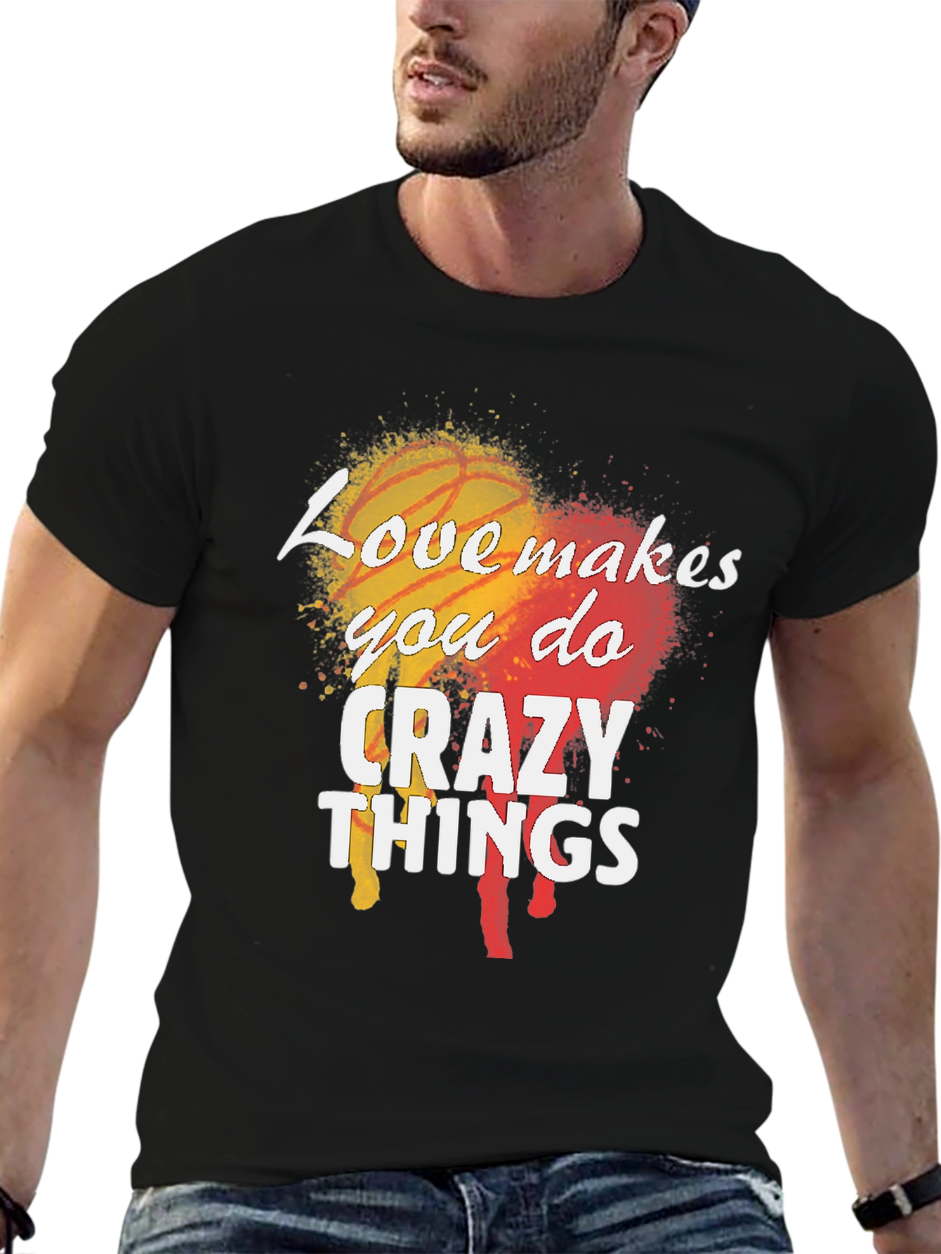 Black Love Makes You Do Crazy Things Men's Black T-Shirt view 6