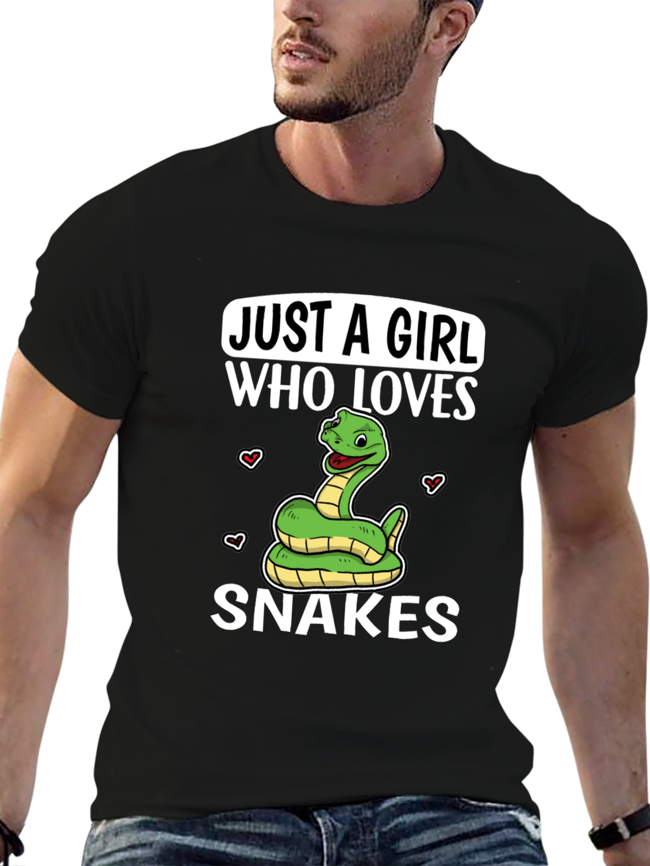 Black Just a Girl Who Loves Snakes T-Shirt view 6