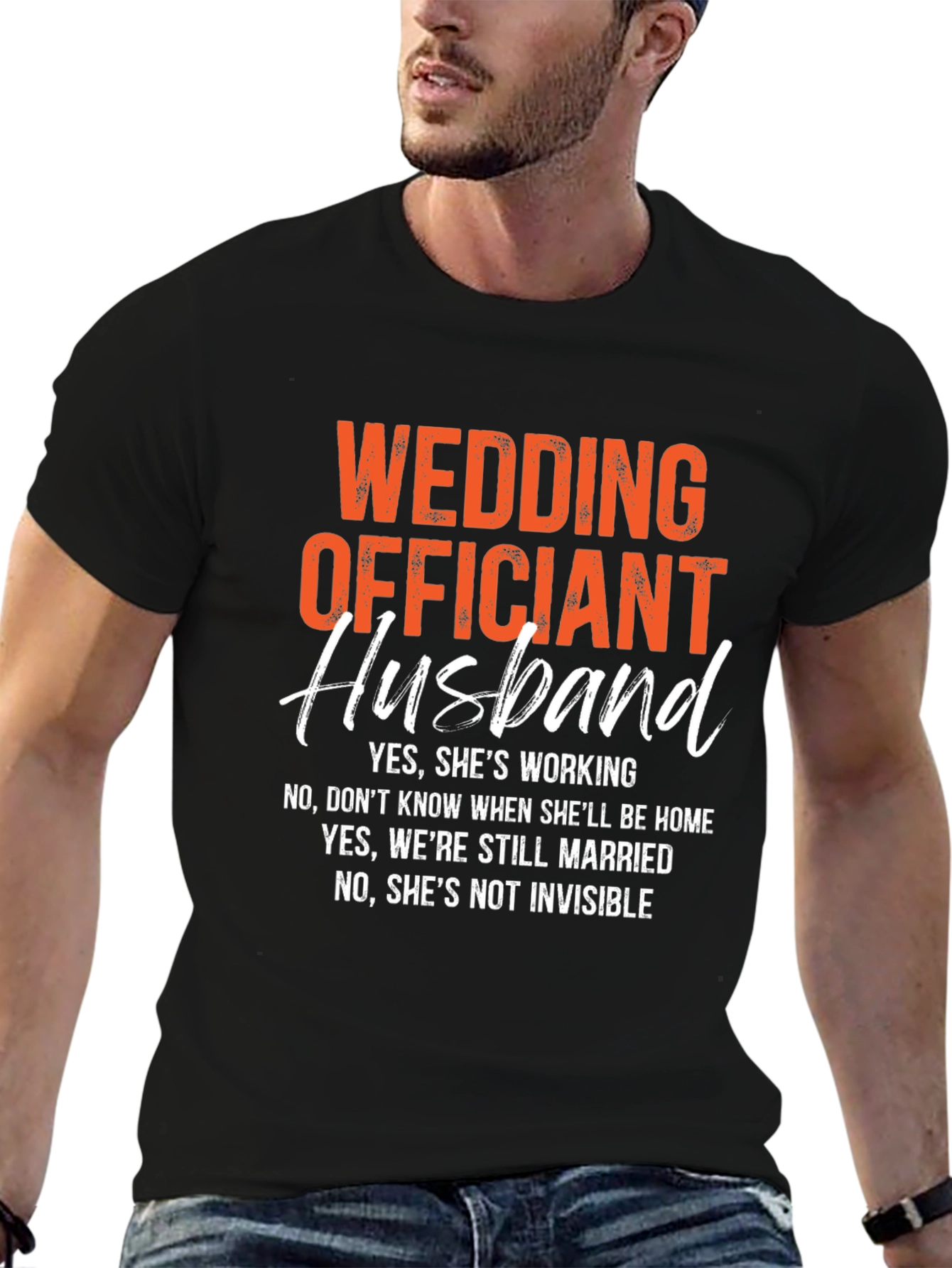 Black Wedding Officiant Husband Graphic T-Shirt view 6