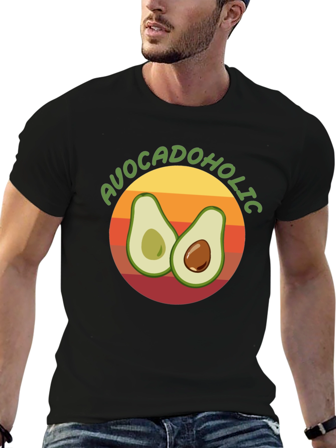Black Avocadololic Graphic Tee - Black Unisex T-Shirt view 6