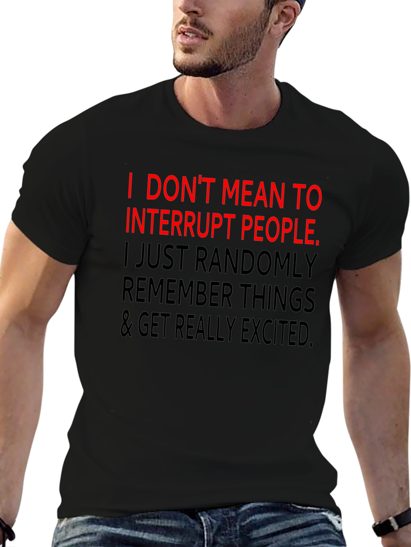 Black Funny Sarcastic T-Shirt - Interrupt People view 6