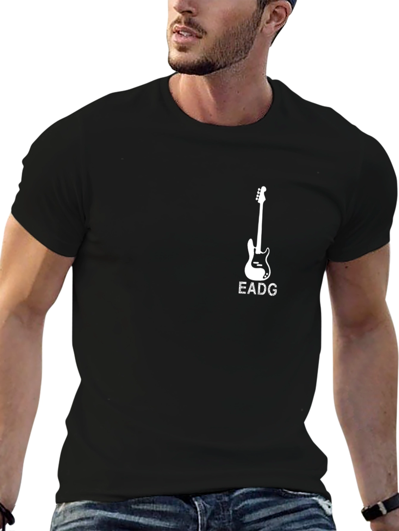 Black Guitar EADG T-Shirt - Musician Tee view 6